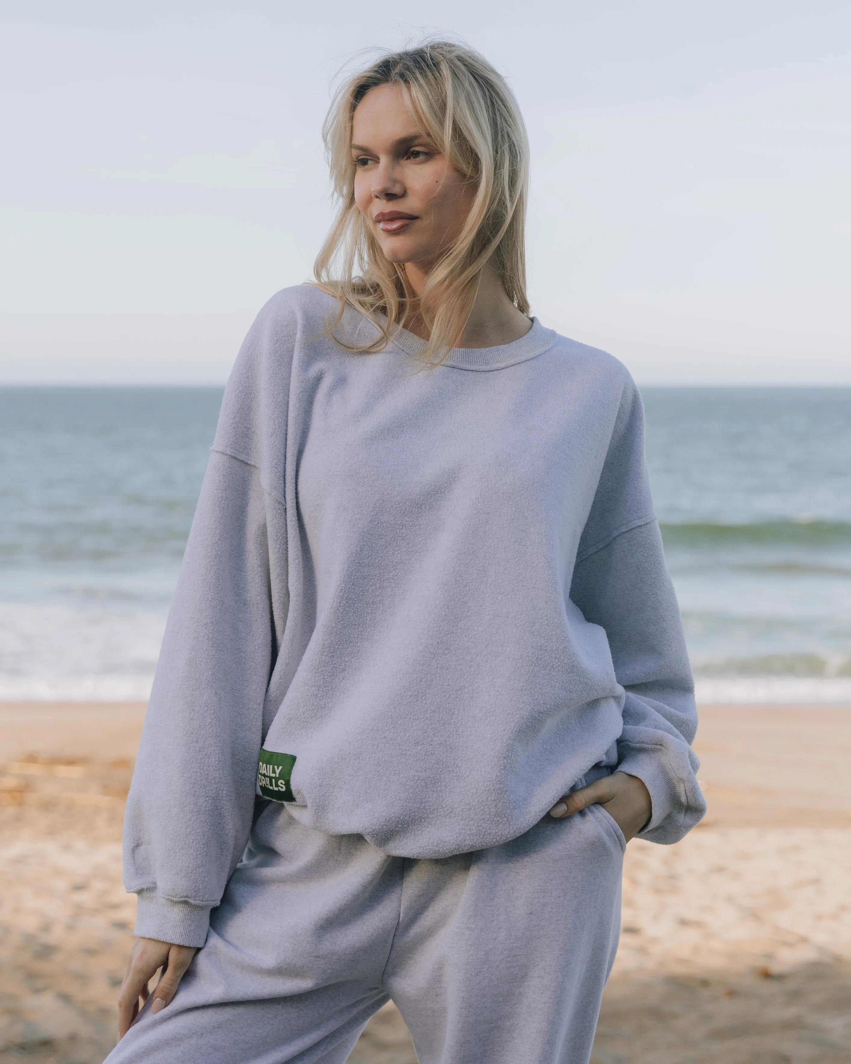 Oversized Fleece Crew - Heather Grey sold by Daily Drills product image thumbnail 3