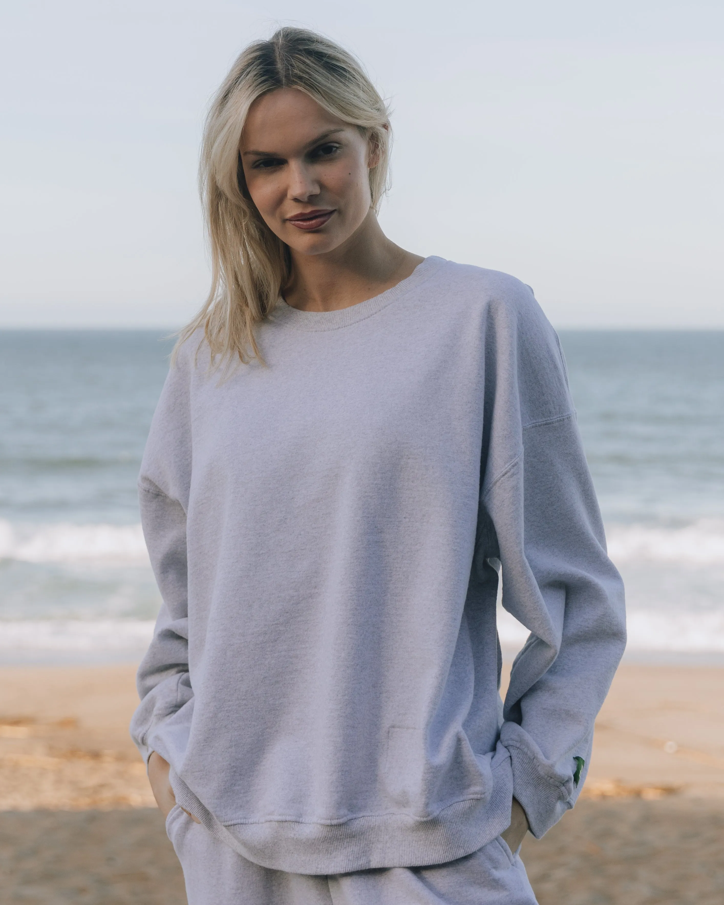 Oversized Fleece Crew - Heather Grey sold by Daily Drills