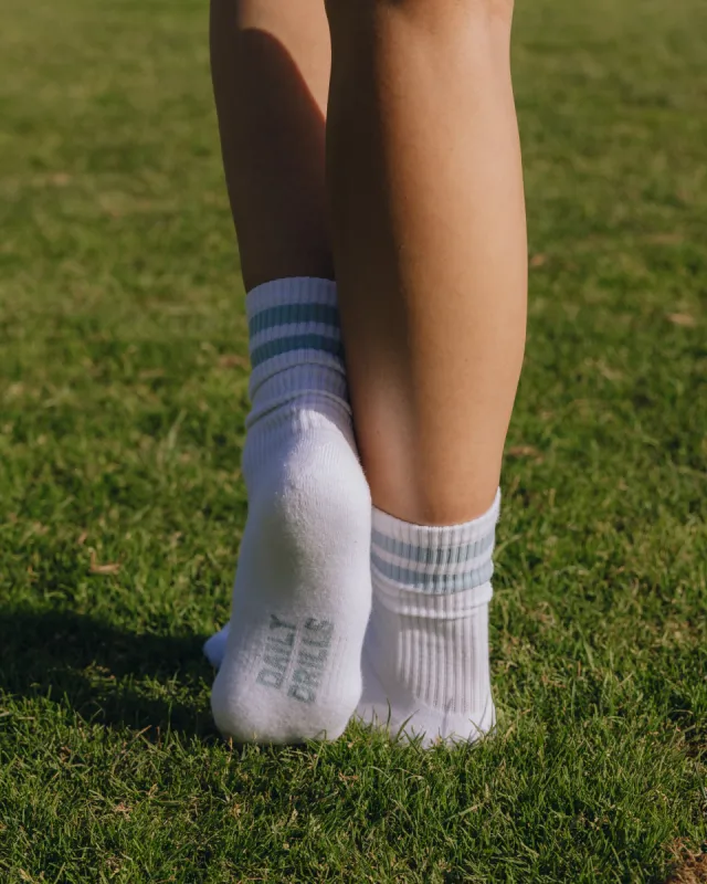 Varsity Socks - White & Mist made by Daily Drills