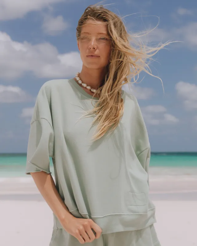 Cropped Sleeve Crew - Harbor sold by Daily Drills