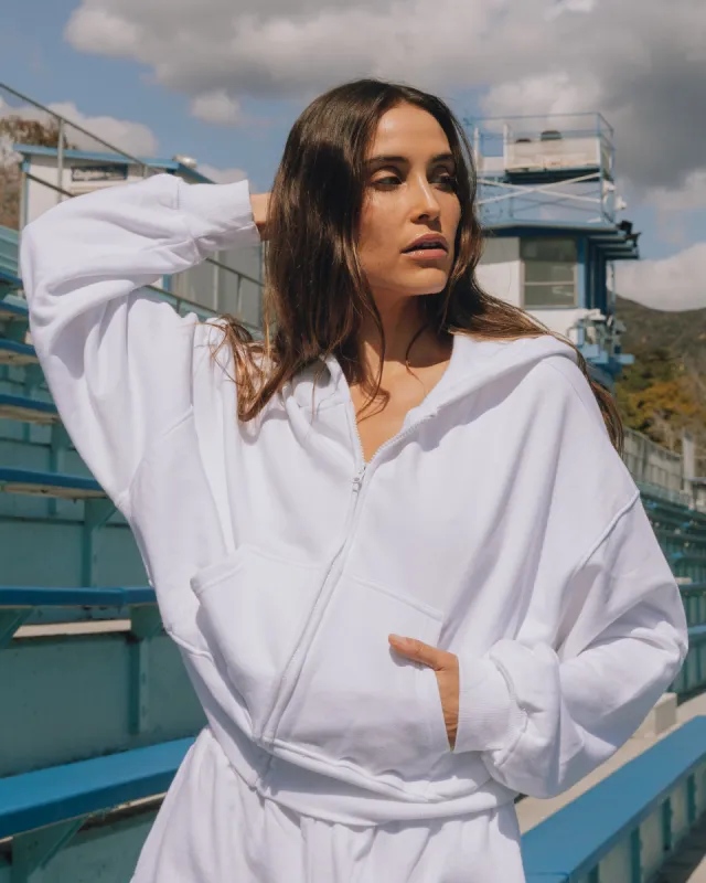 Cropped Zip Hoodie - White sold by Daily Drills