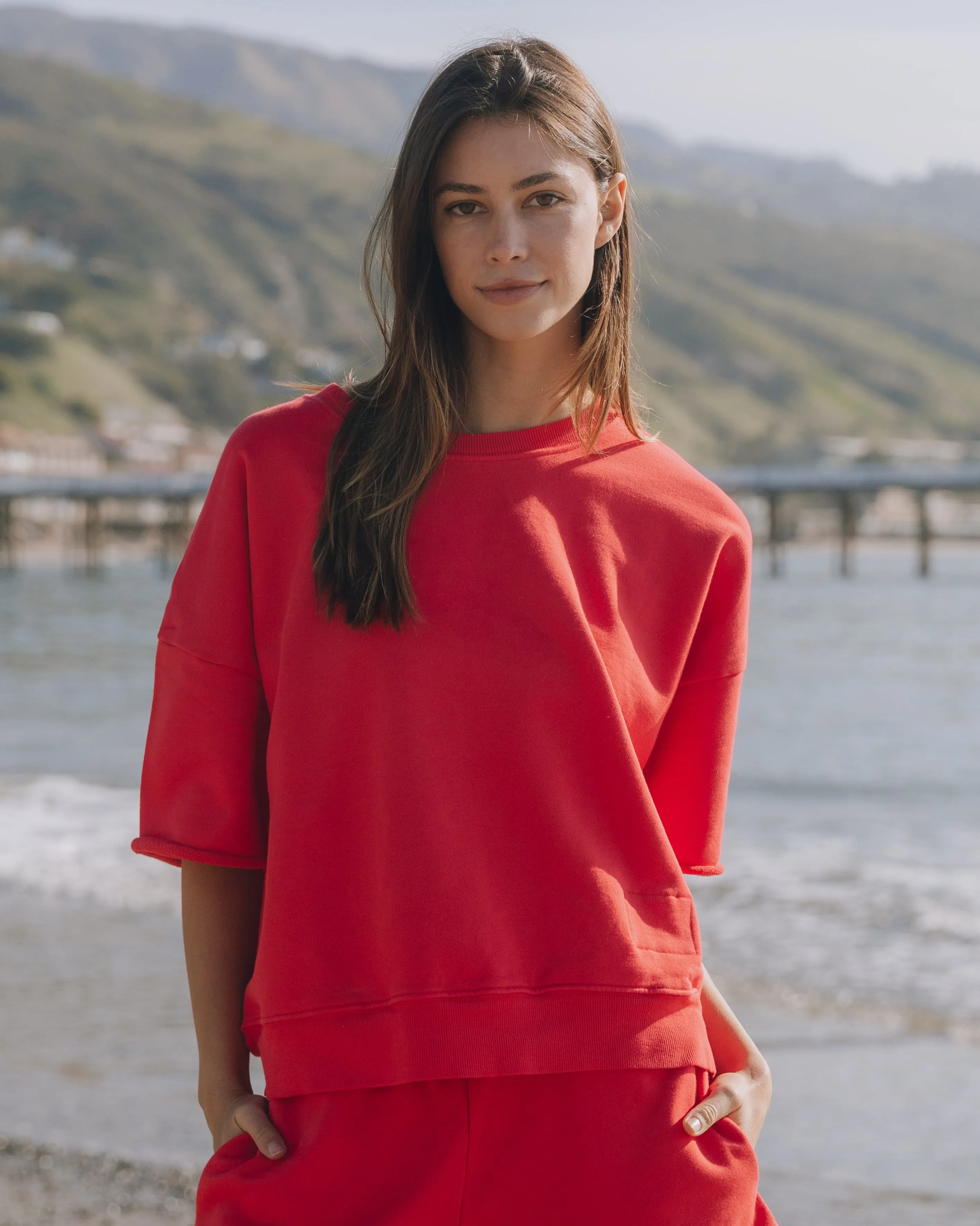 Cropped Sleeve Crew - Heart sold by Daily Drills