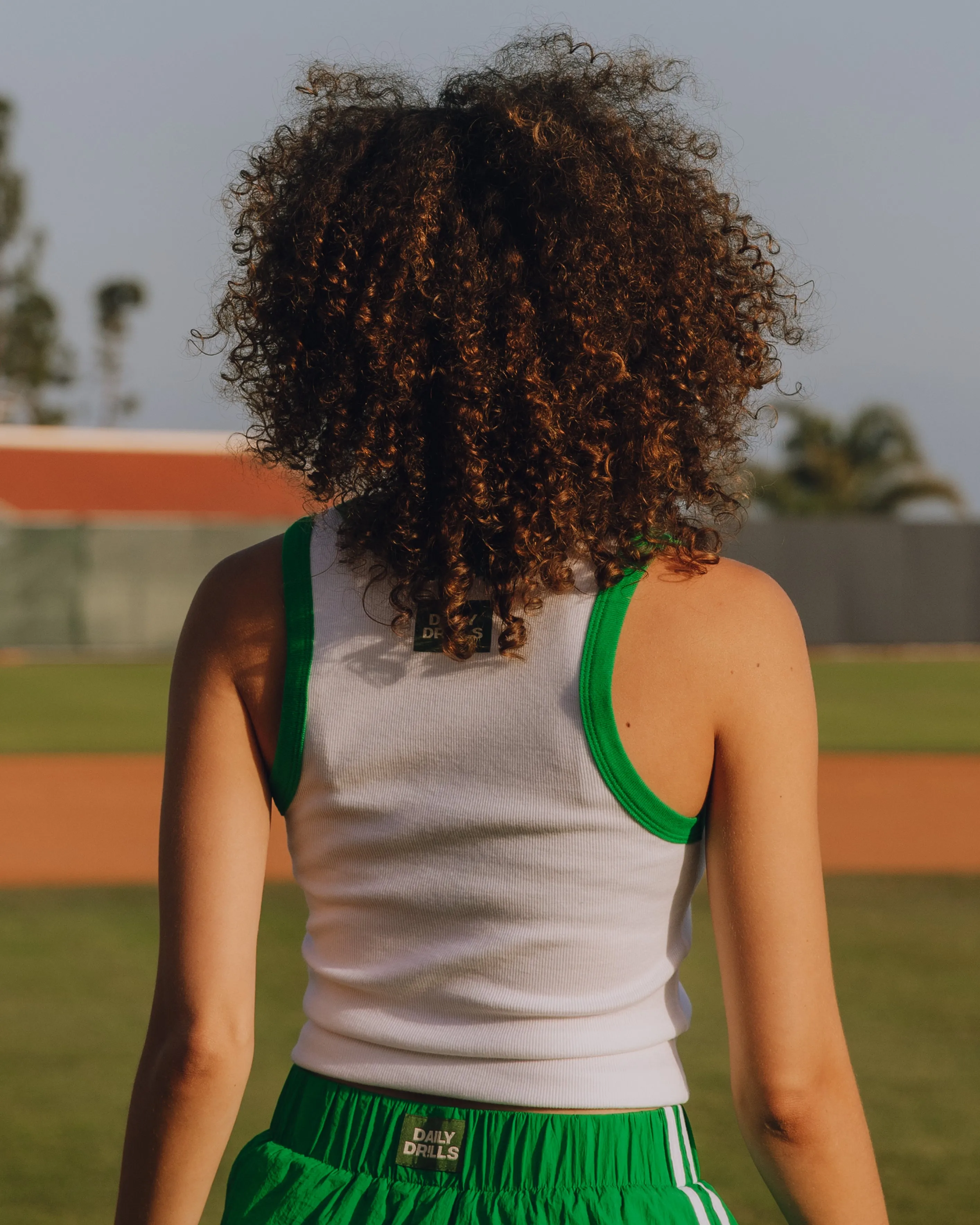 Ribbed Tank - White & Kelly Green sold by Daily Drills product image thumbnail 2