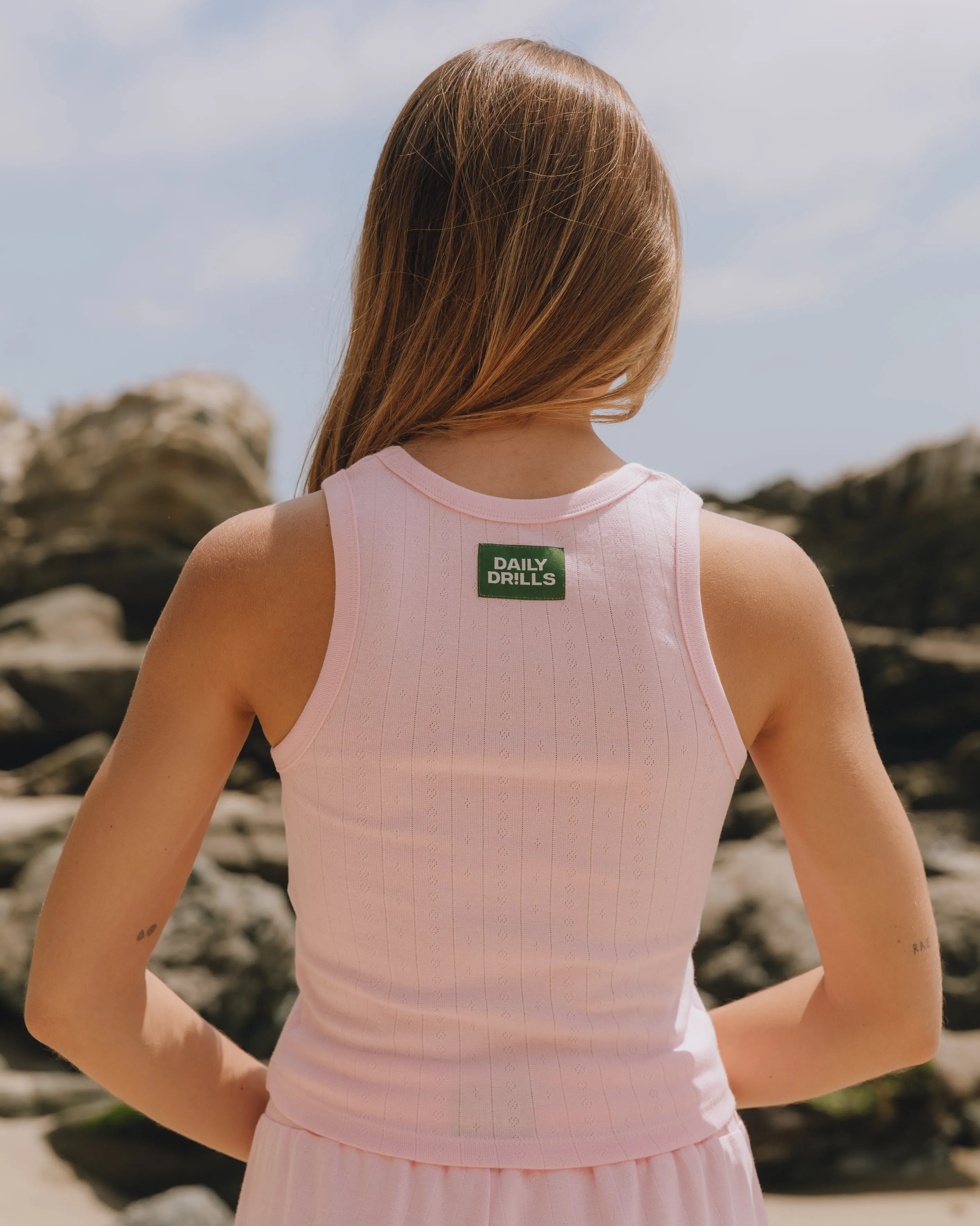 Pointelle Tank - Light Pink sold by Daily Drills product image thumbnail 2