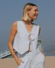 Linen Tie Vest - Light Blue sold by Daily Drills