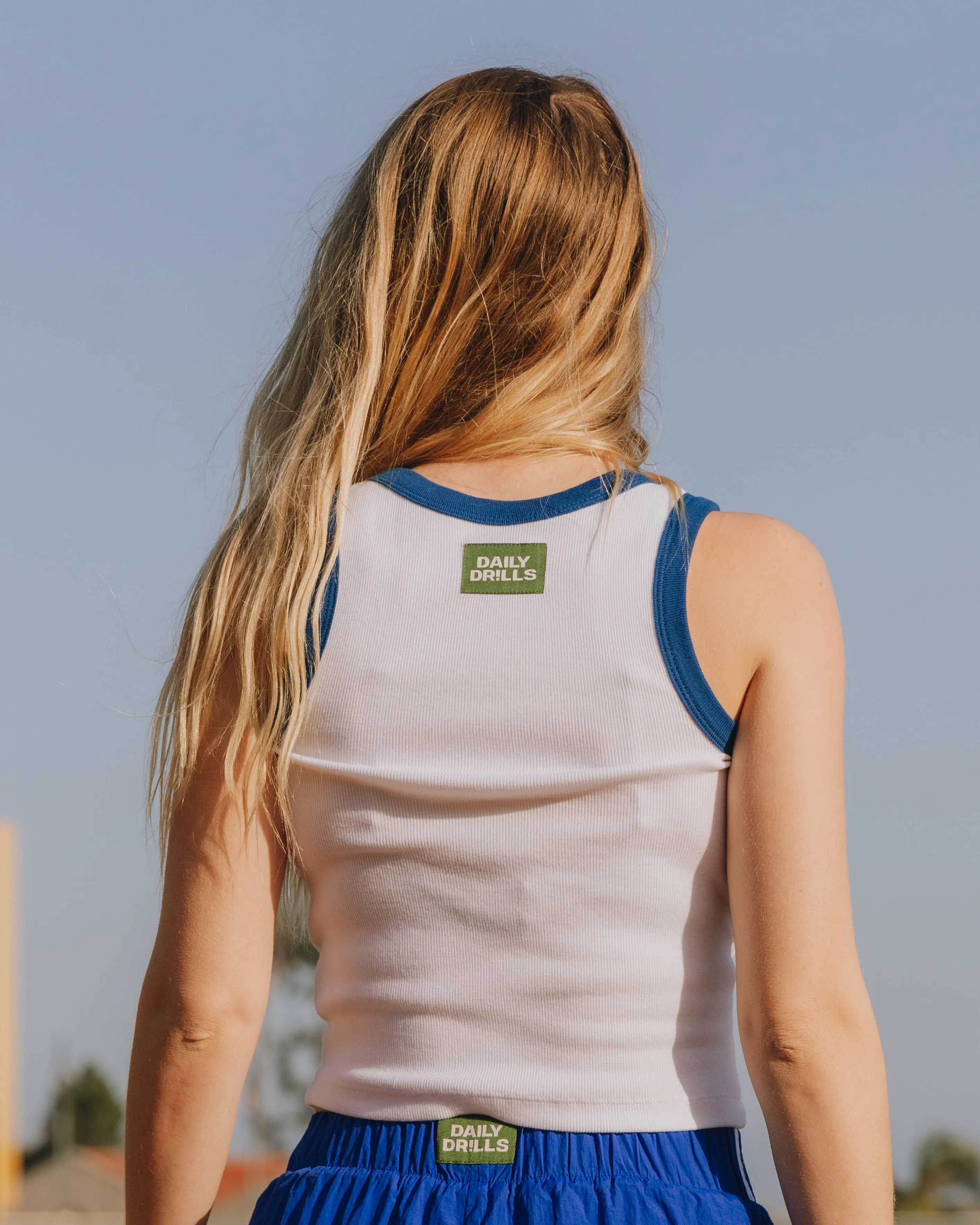 Ribbed Tank - White & Cobalt sold by Daily Drills product image thumbnail 2