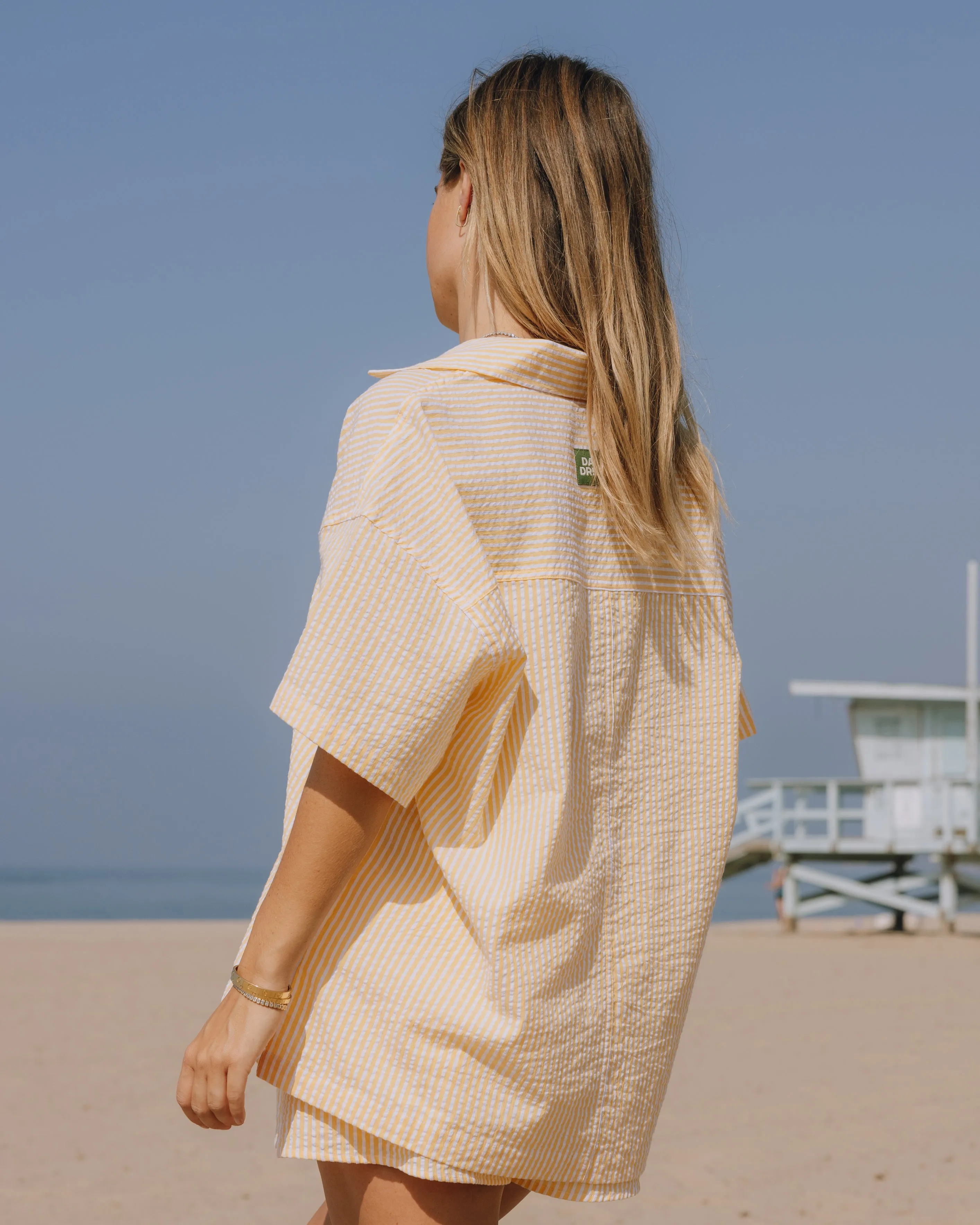 Seersucker Boxy Button Down - Mango/White Stripe sold by Daily Drills product image thumbnail 2