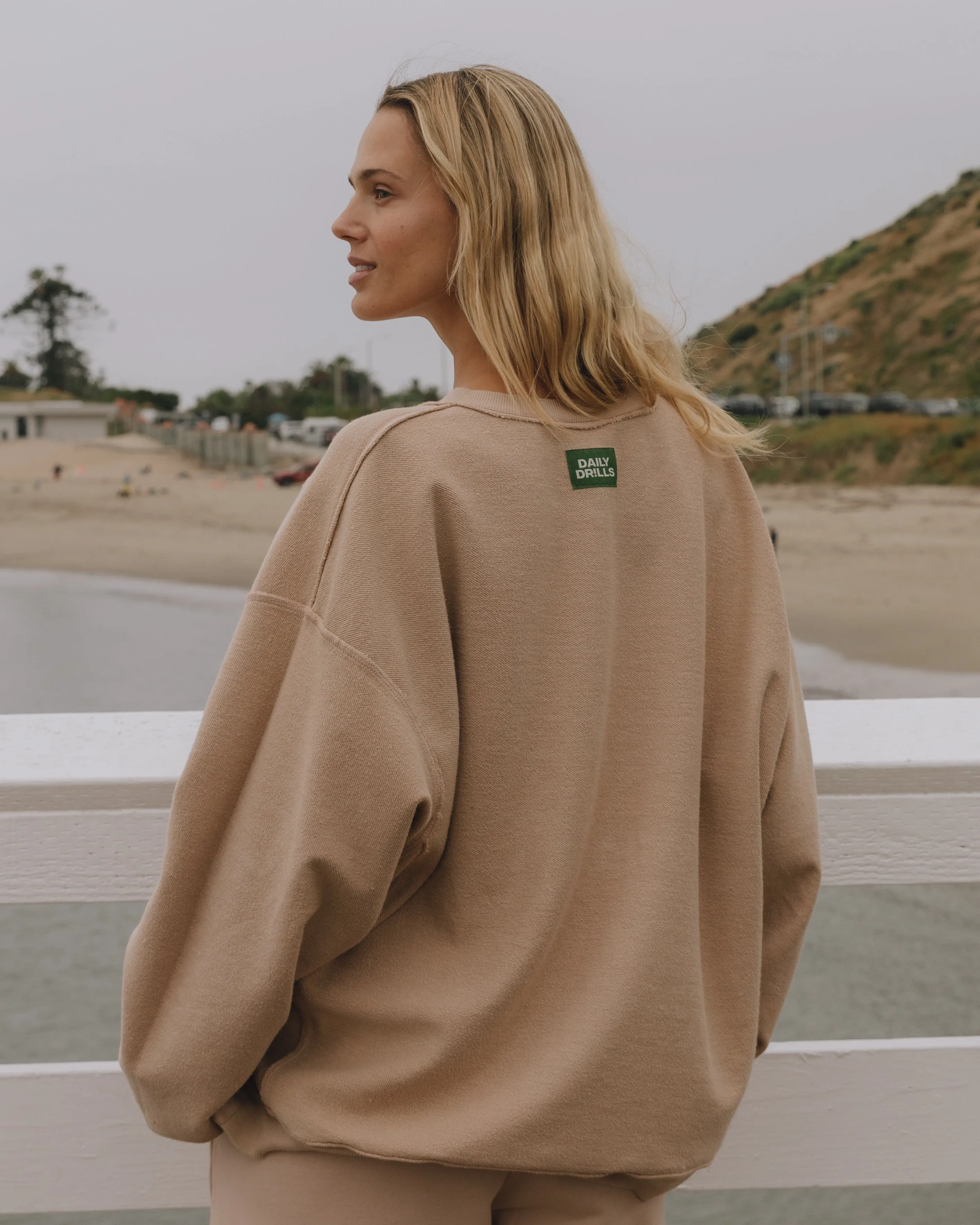 Unisex Oversized Crew - Cafe sold by Daily Drills product image thumbnail 3