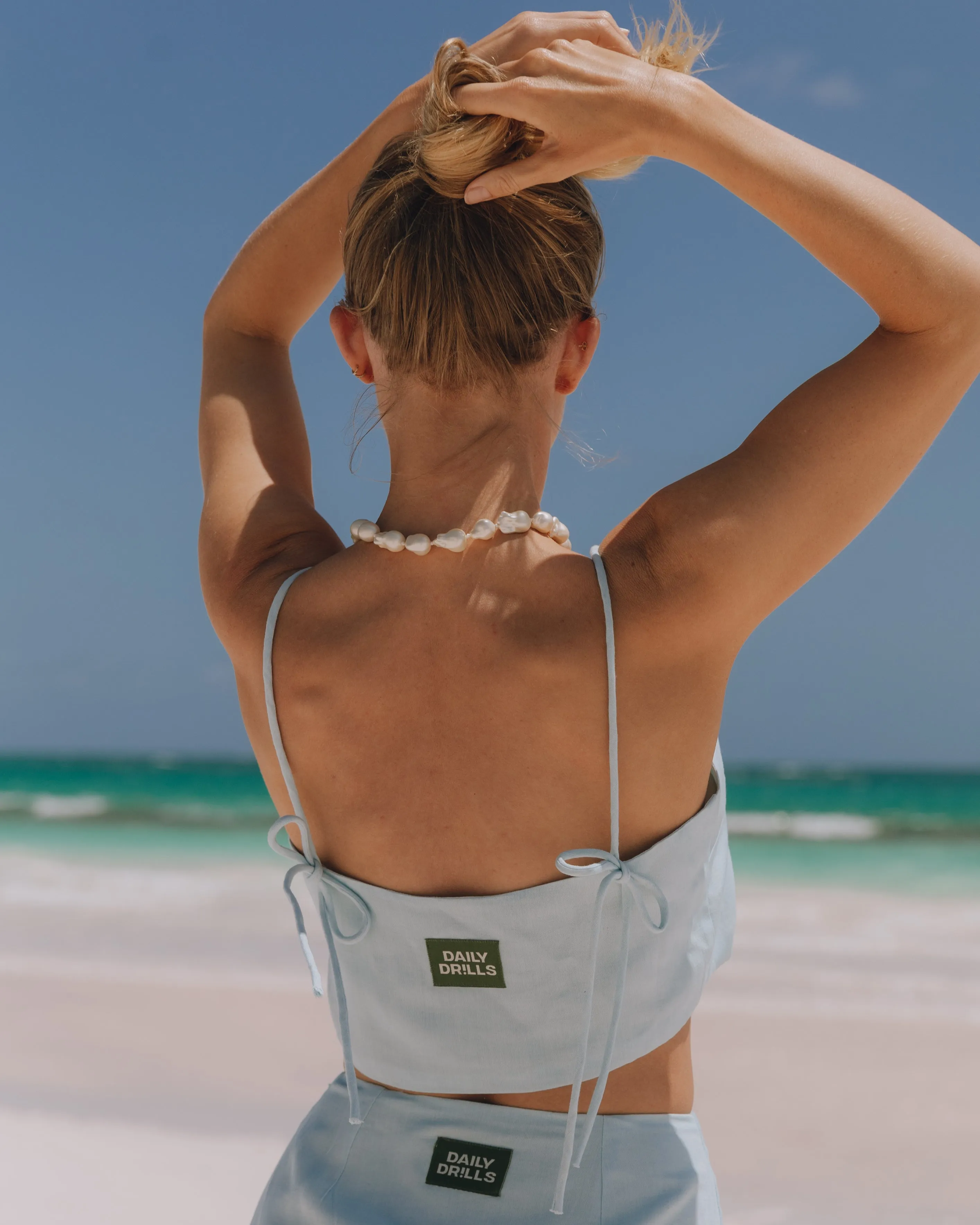 Linen Tie Tank - Light Blue sold by Daily Drills product image thumbnail 2