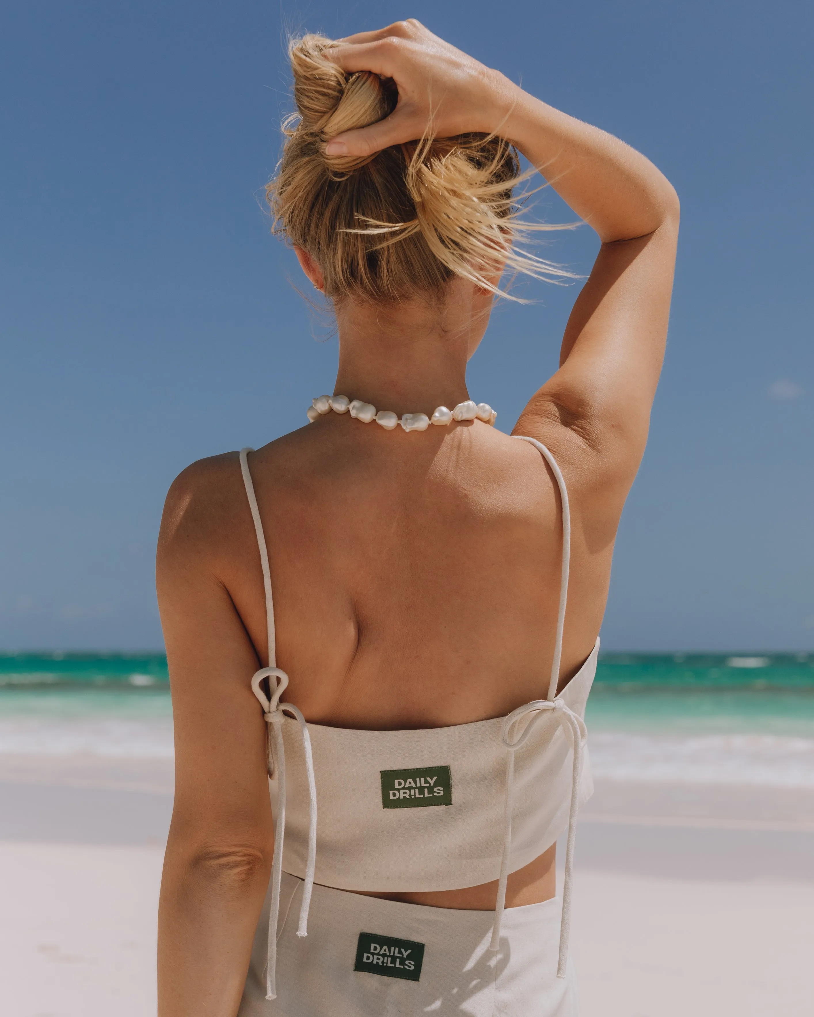 Linen Tie Tank - Cream sold by Daily Drills product image thumbnail 2