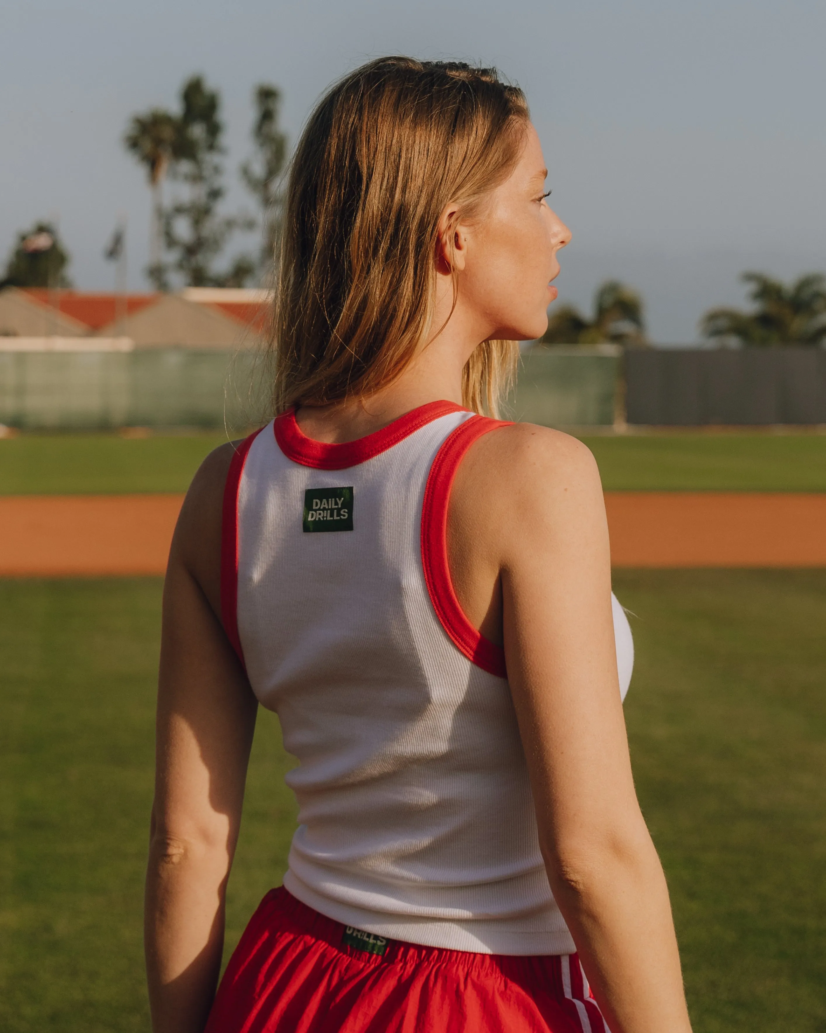 Ribbed Tank - White & Heart sold by Daily Drills product image thumbnail 2