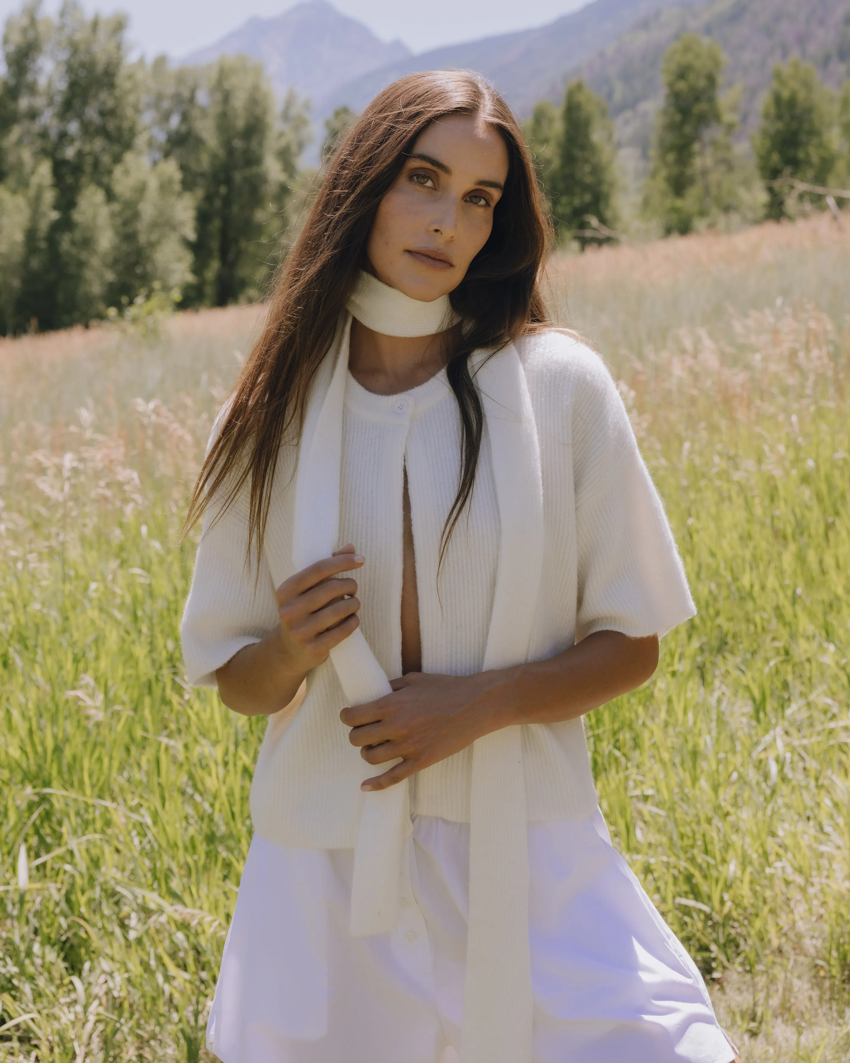 Single Button Sweater & Scarf Set - Cream sold by Daily Drills