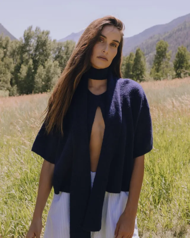 Single Button Sweater & Scarf Set - Navy sold by Daily Drills