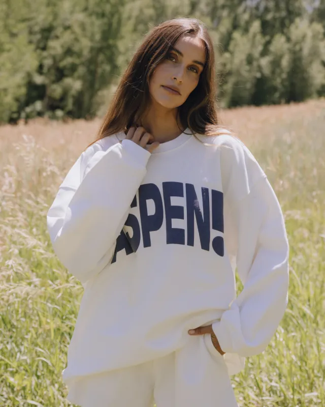 Aspen! Oversized Crew - White sold by Daily Drills