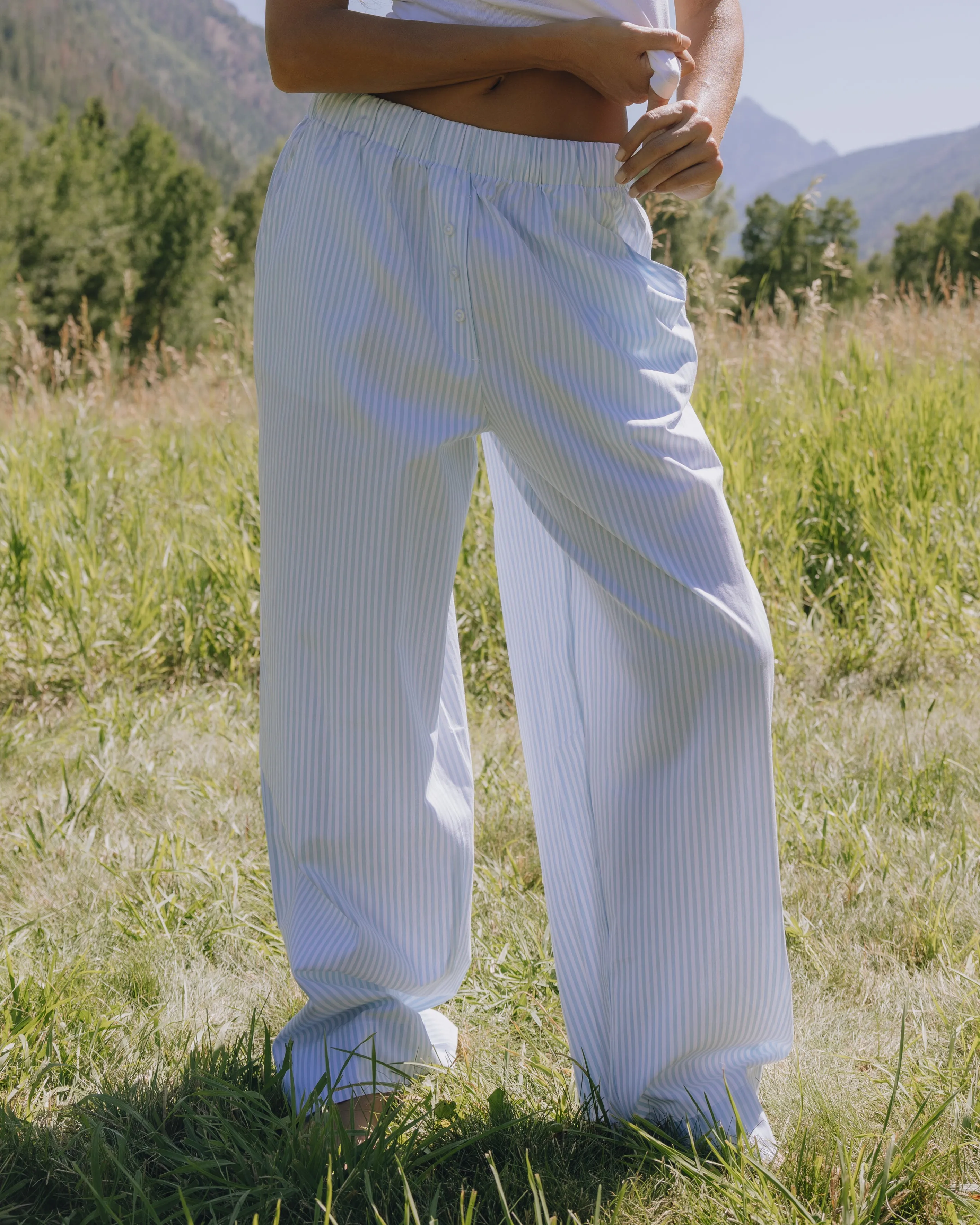Poplin Resort Pants - Lake Day/White Stripe sold by Daily Drills
