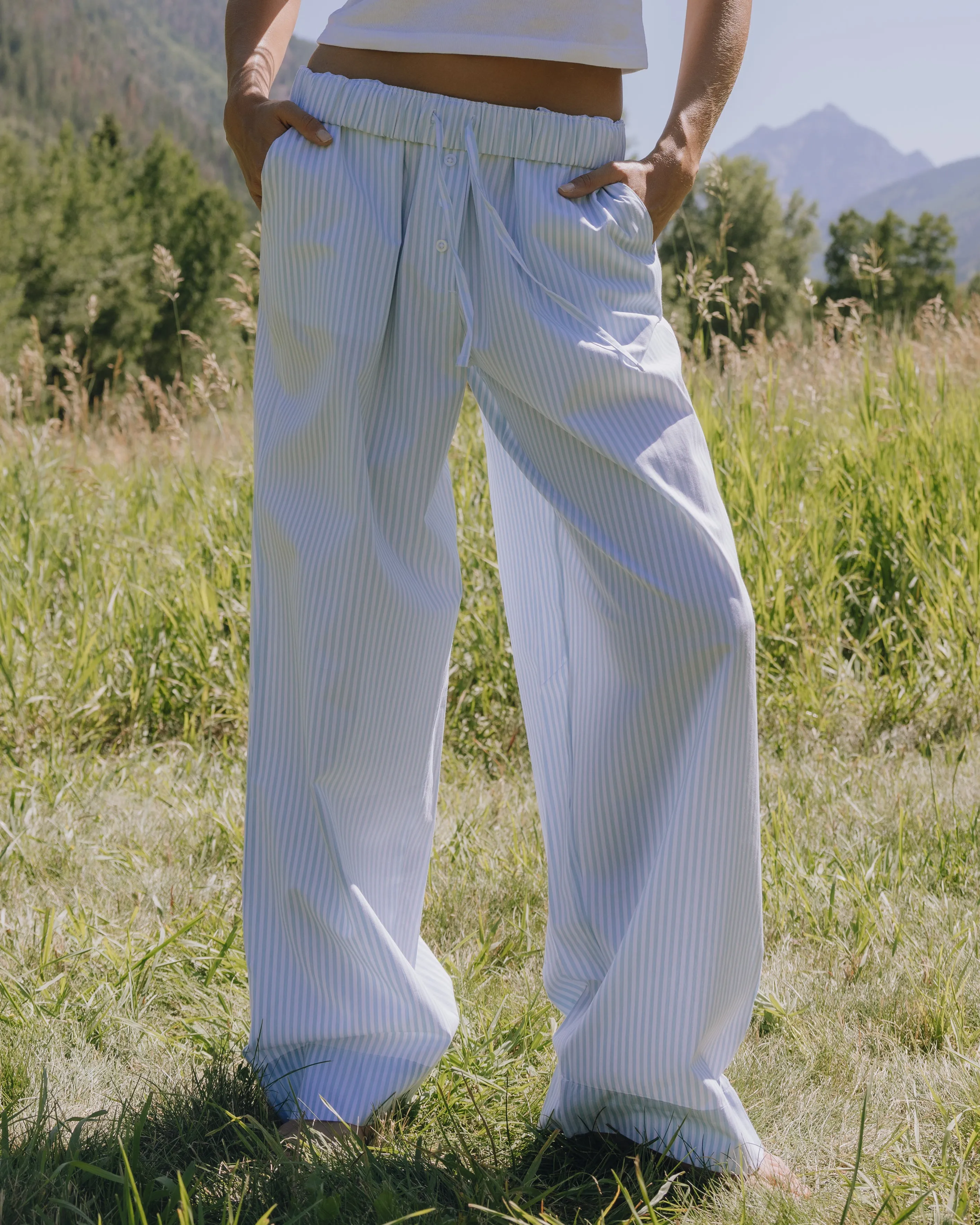 Poplin Resort Pants - Lake Day/White Stripe sold by Daily Drills product image thumbnail 3