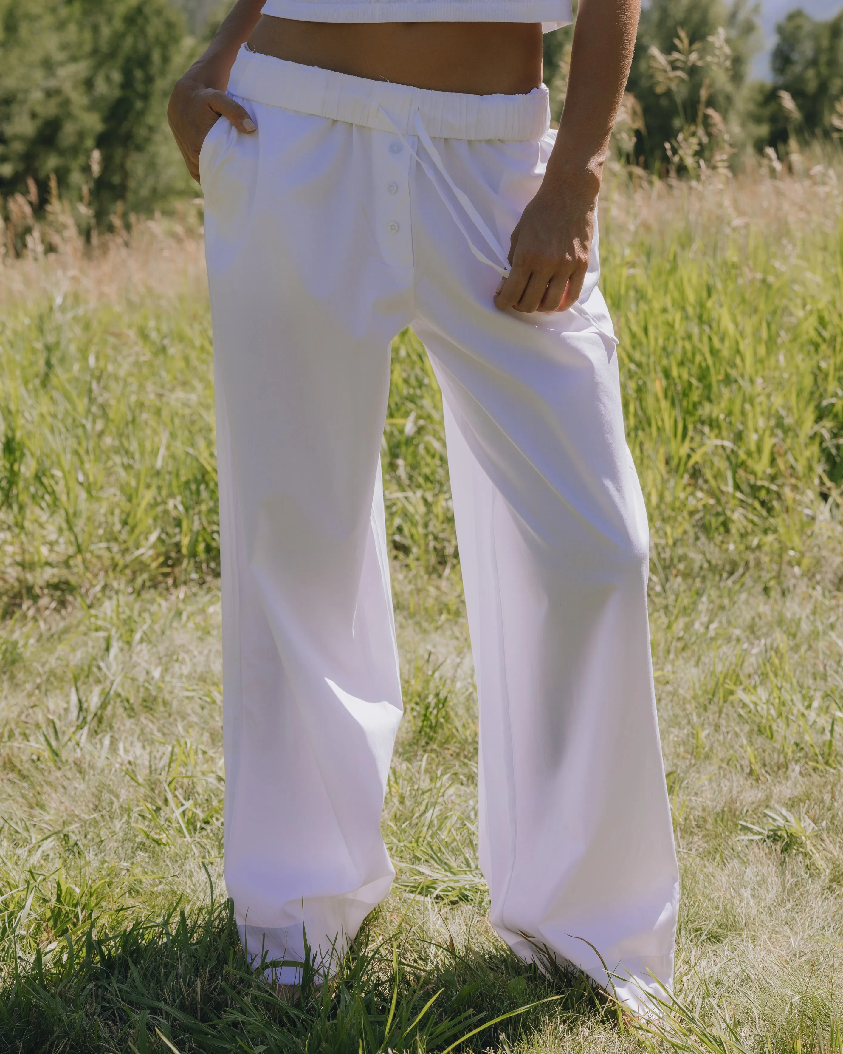 Poplin Resort Pants - White sold by Daily Drills product image thumbnail 3