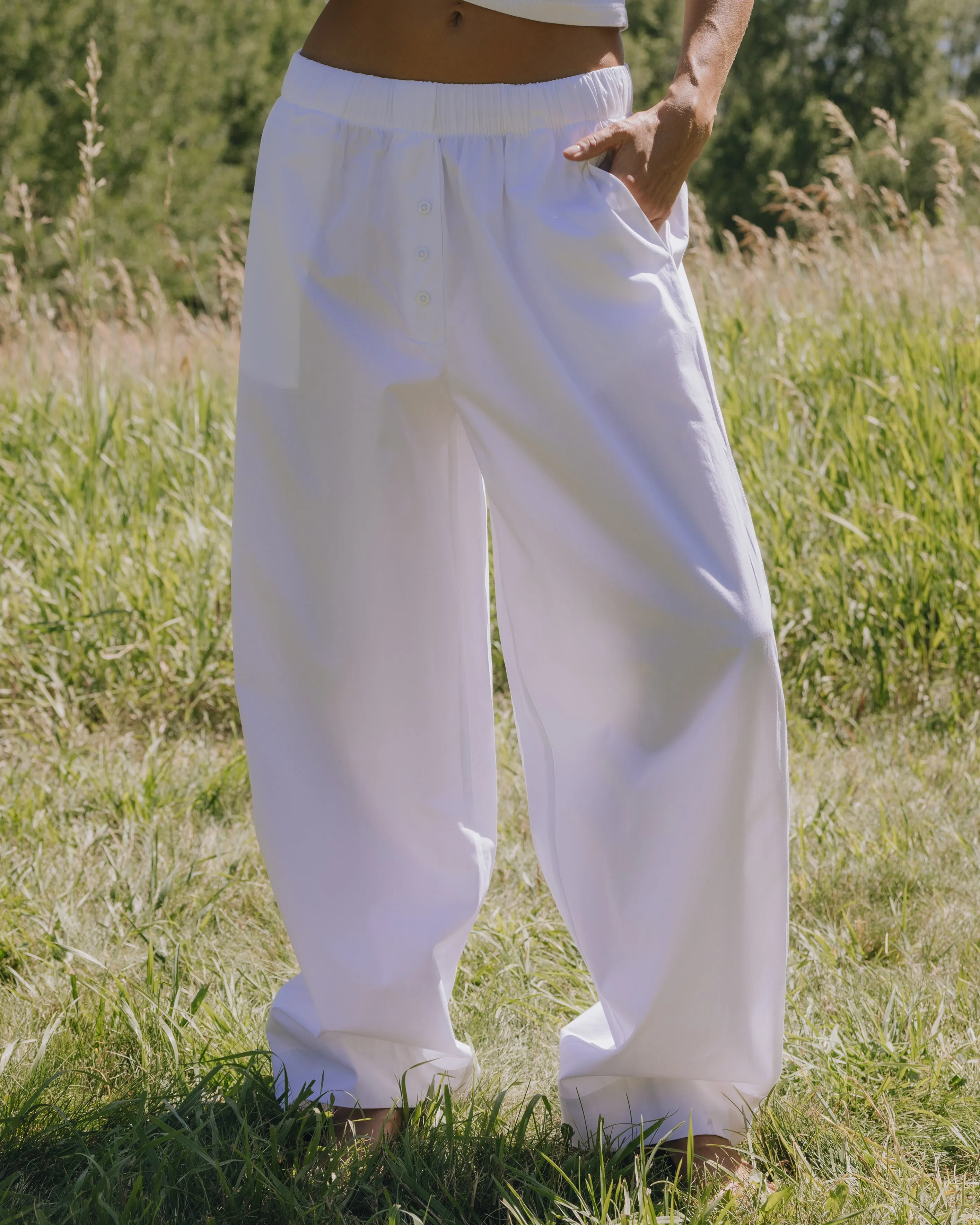 Poplin Resort Pants - White sold by Daily Drills