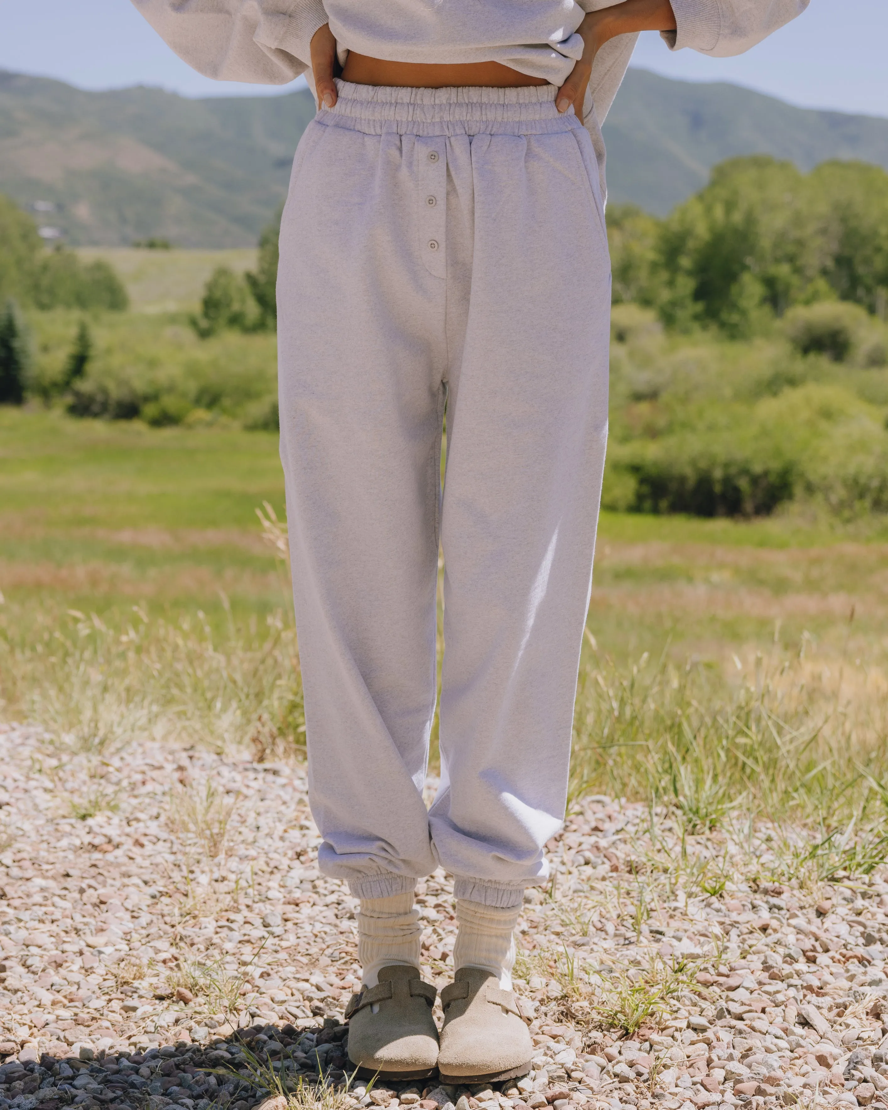 Unisex Fleece Joggers - Heather Grey with Buttons sold by Daily Drills