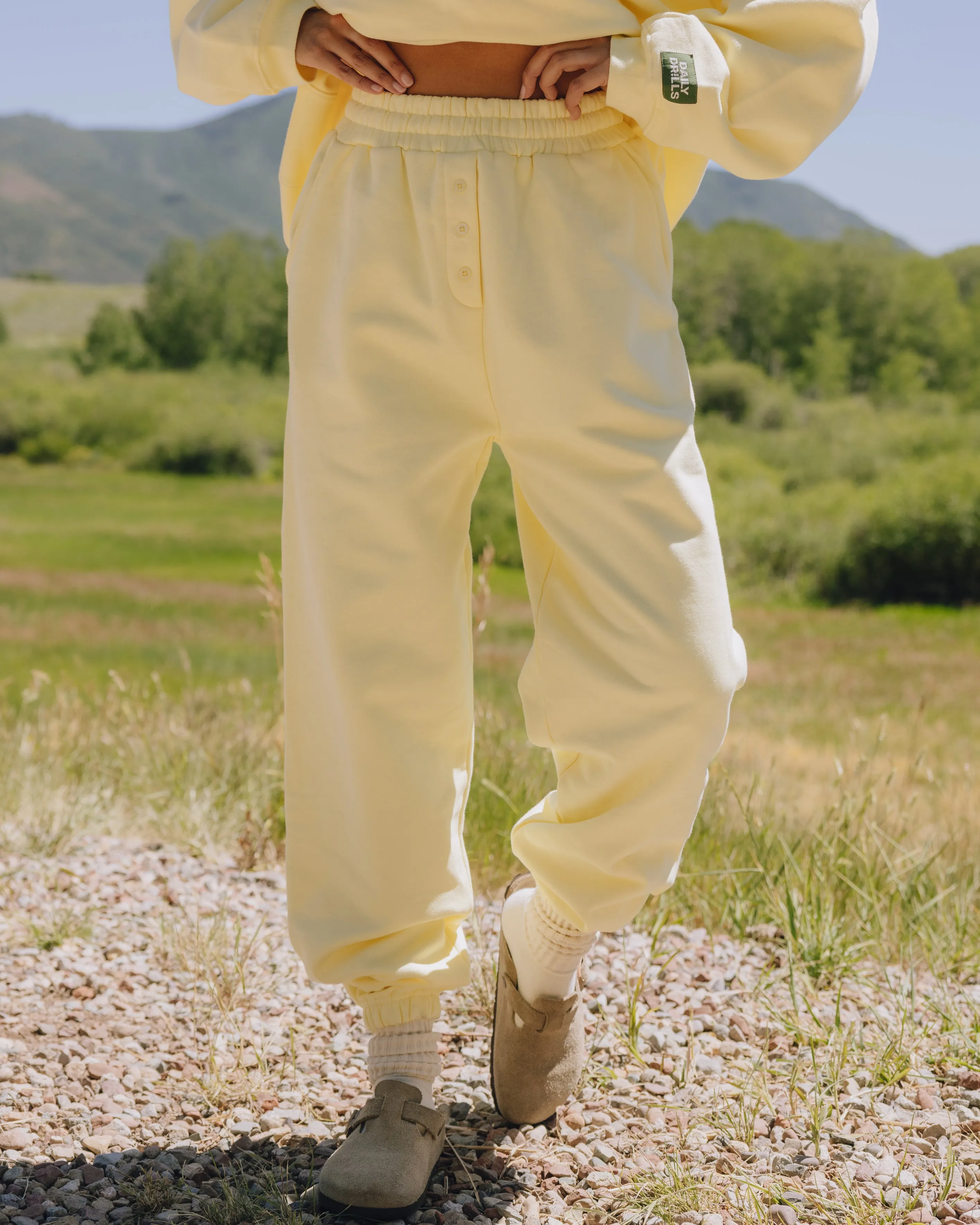 Unisex Fleece Joggers - Lemonade with Buttons sold by Daily Drills