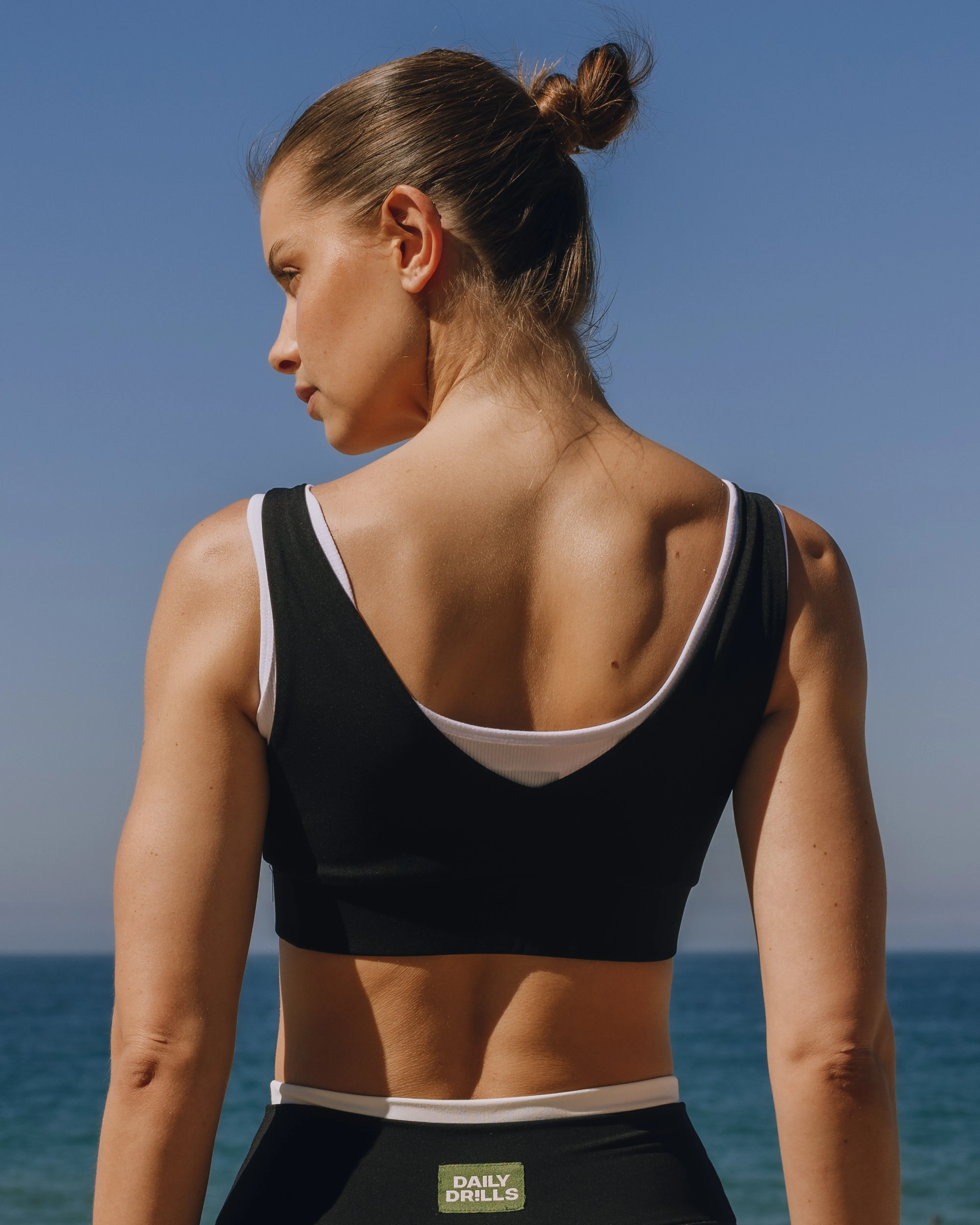 Layered Go! V-Neck Bra - Black & White sold by Daily Drills product image thumbnail 3