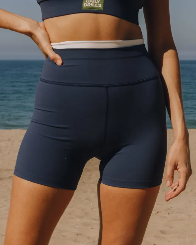 Layered Go! Shortie Shorts - Denim & White made by Daily Drills