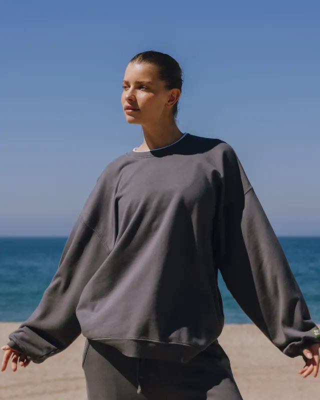 Layered Oversized Crew - Vintage Black sold by Daily Drills