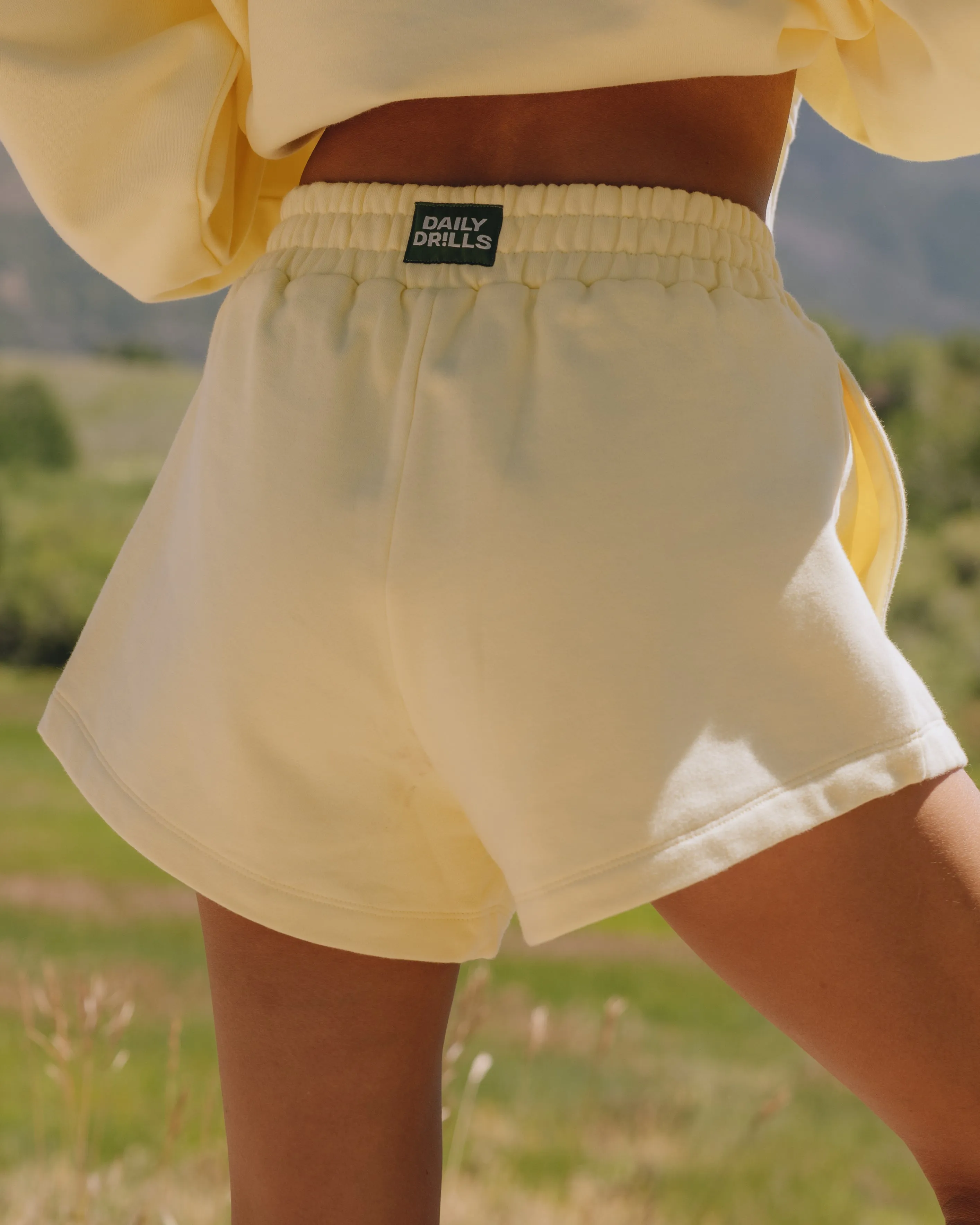 Fleece Super Shorts - Lemonade with Buttons sold by Daily Drills product image thumbnail 2