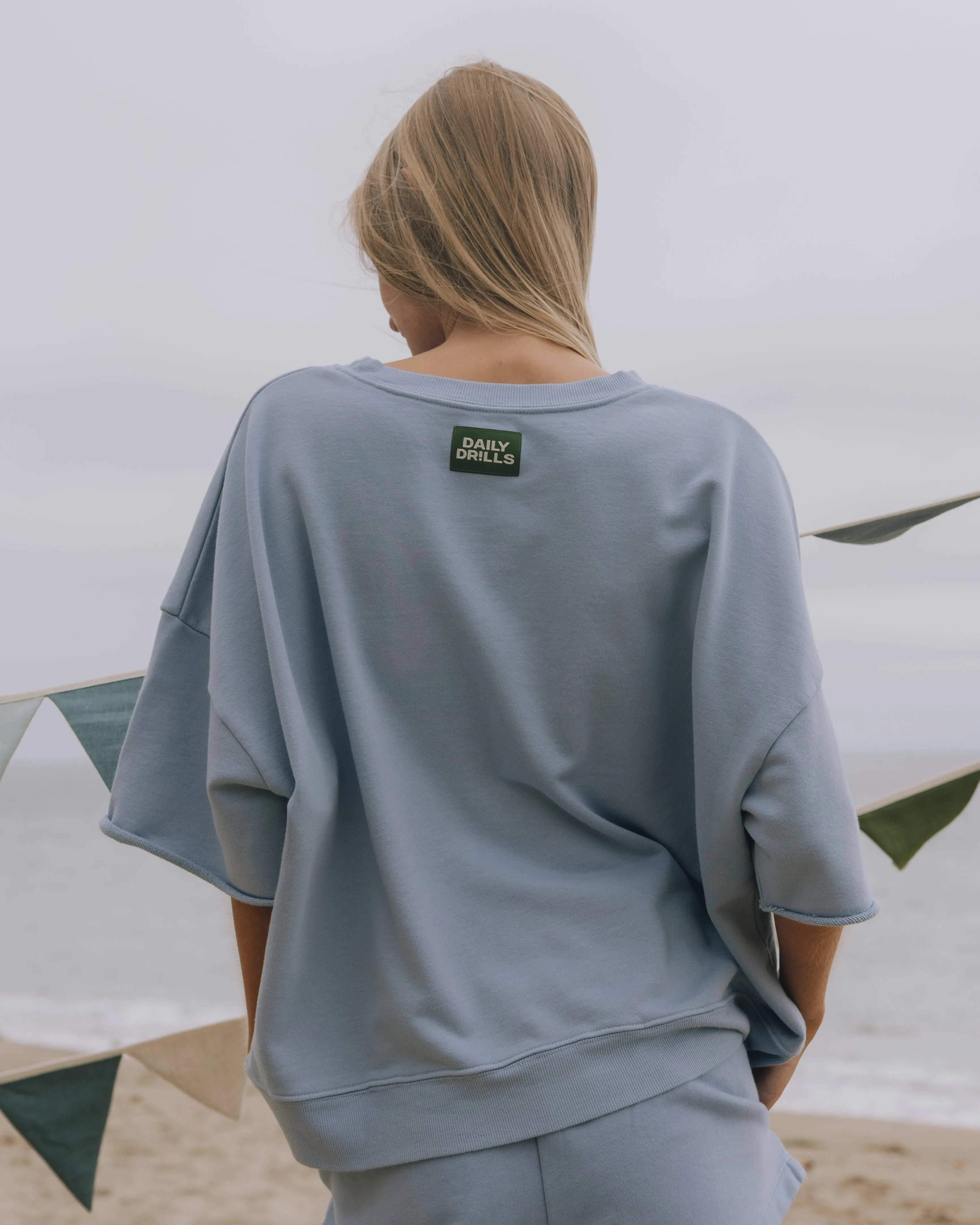 Cropped Sleeve Crew - Mist sold by Daily Drills product image thumbnail 2