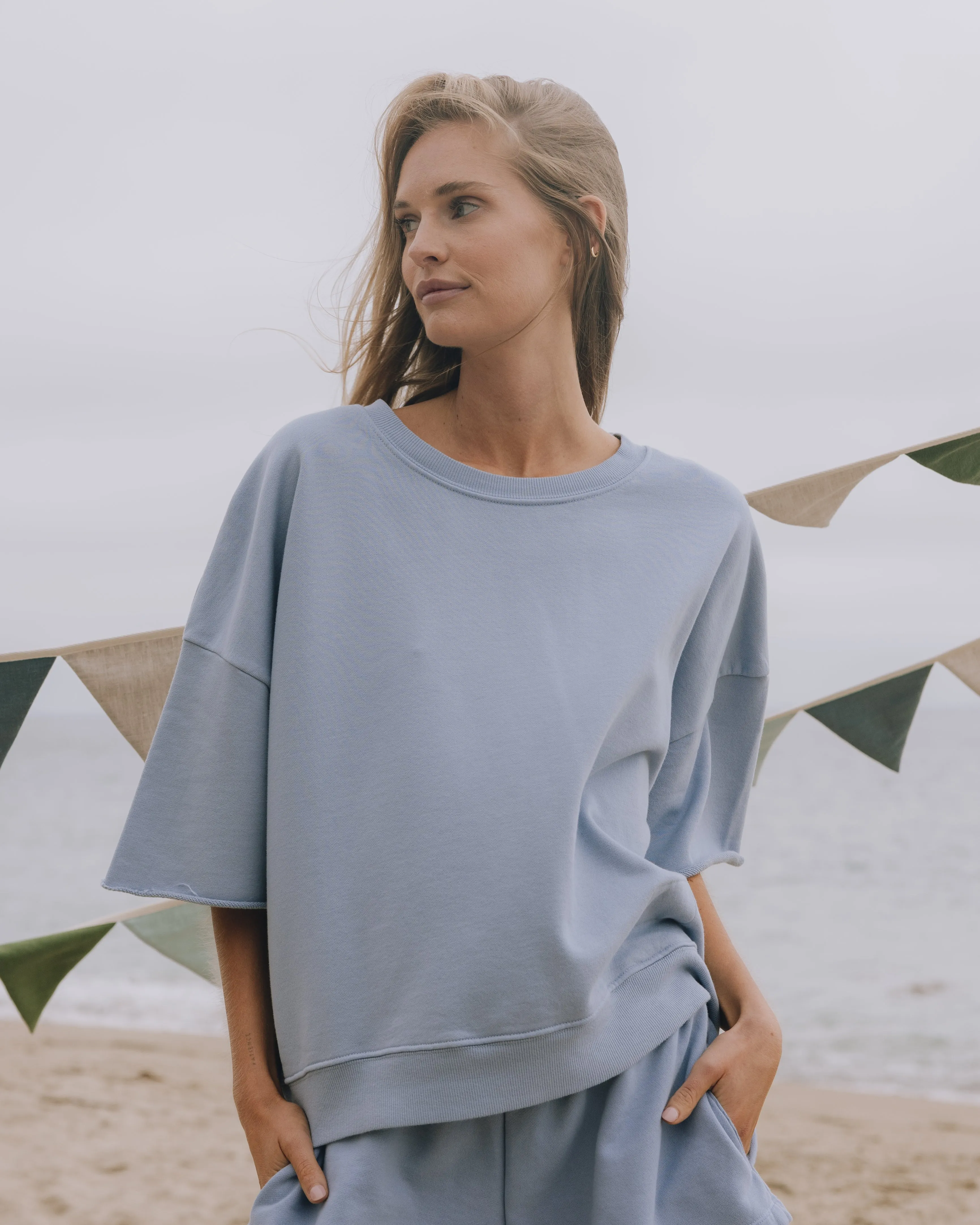 Cropped Sleeve Crew - Mist sold by Daily Drills