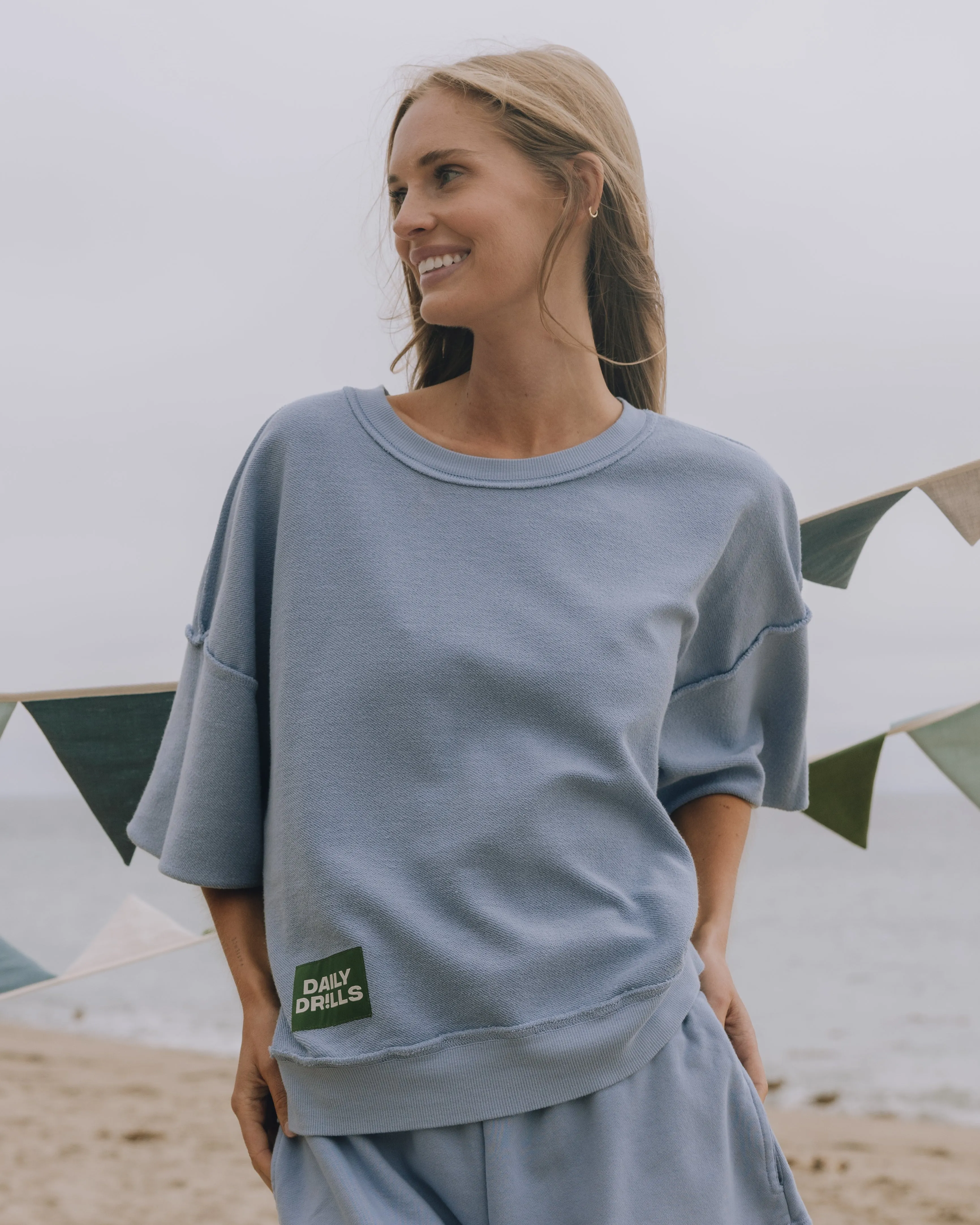 Cropped Sleeve Crew - Mist sold by Daily Drills product image thumbnail 3