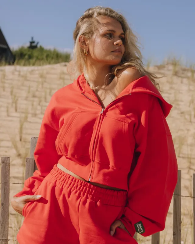 Cropped Fleece Zip Hoodie - Heart sold by Daily Drills