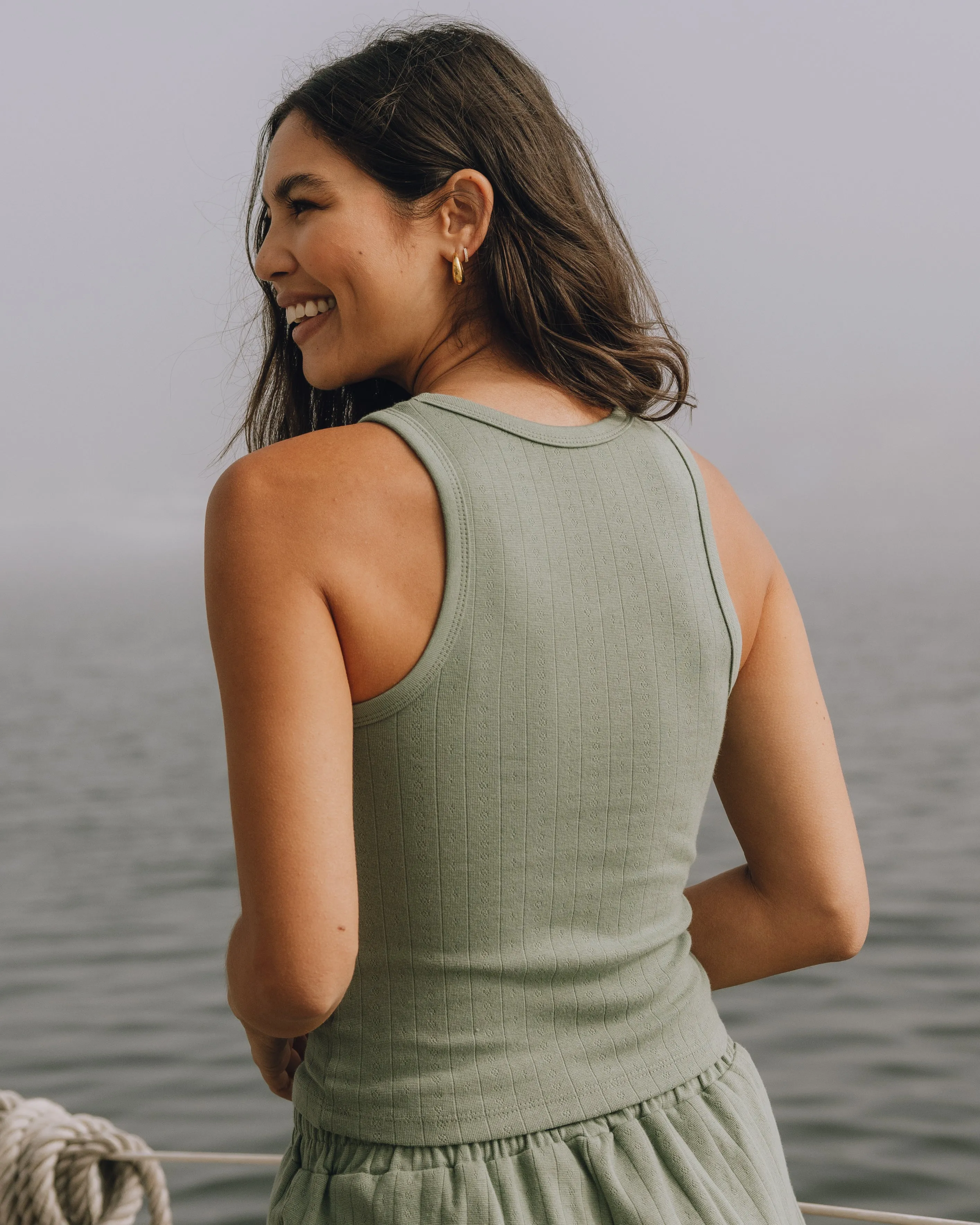 Pointelle Tank - DD Green sold by Daily Drills product image thumbnail 2