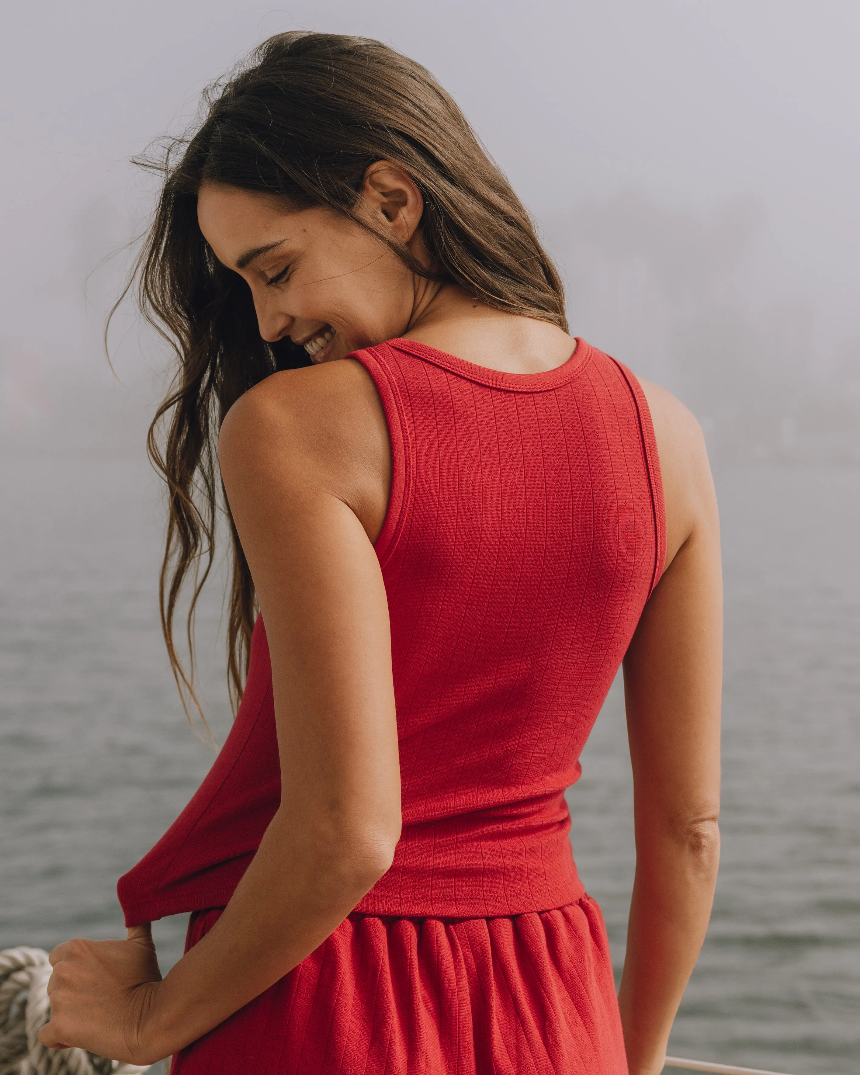 Pointelle Tank - Vintage Red sold by Daily Drills product image thumbnail 2