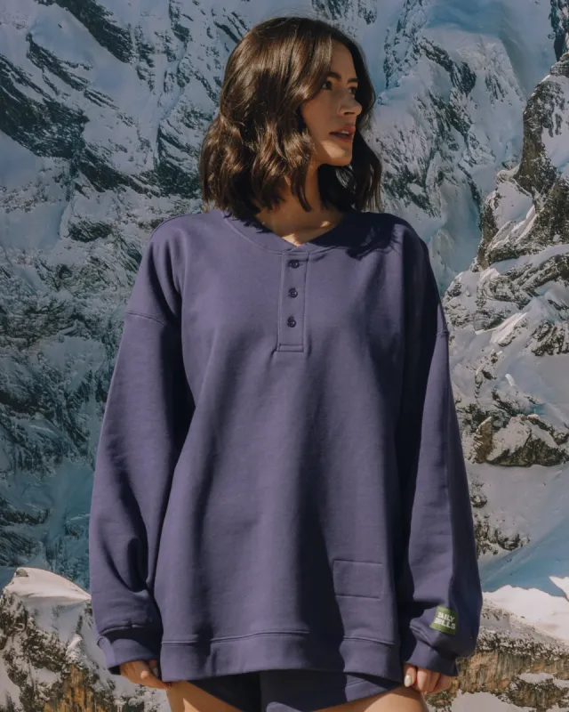 Oversized Fleece Henley - Navy sold by Daily Drills