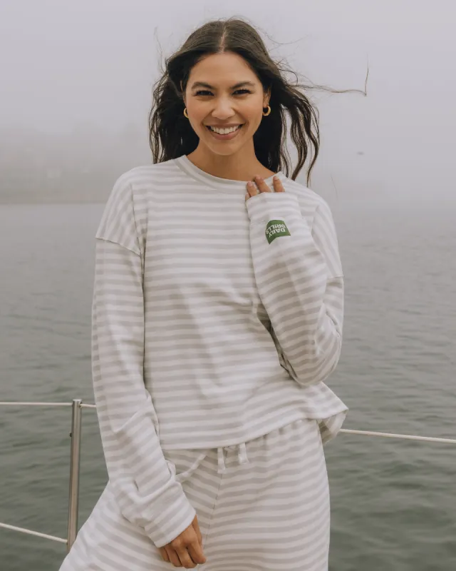 Striped Cotton Long Sleeve - Grey + Cream Stripe sold by Daily Drills