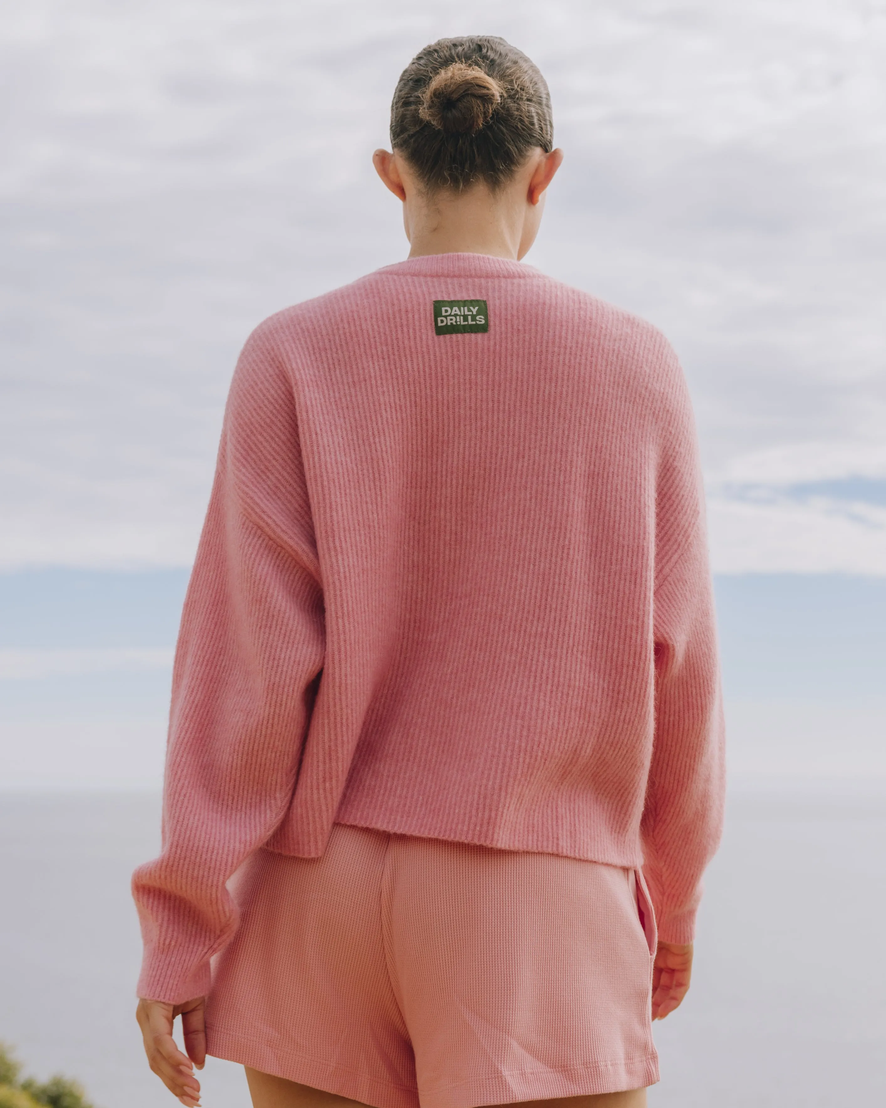 Single Button Long Sleeve Sweater - Dusty Rose sold by Daily Drills product image thumbnail 2