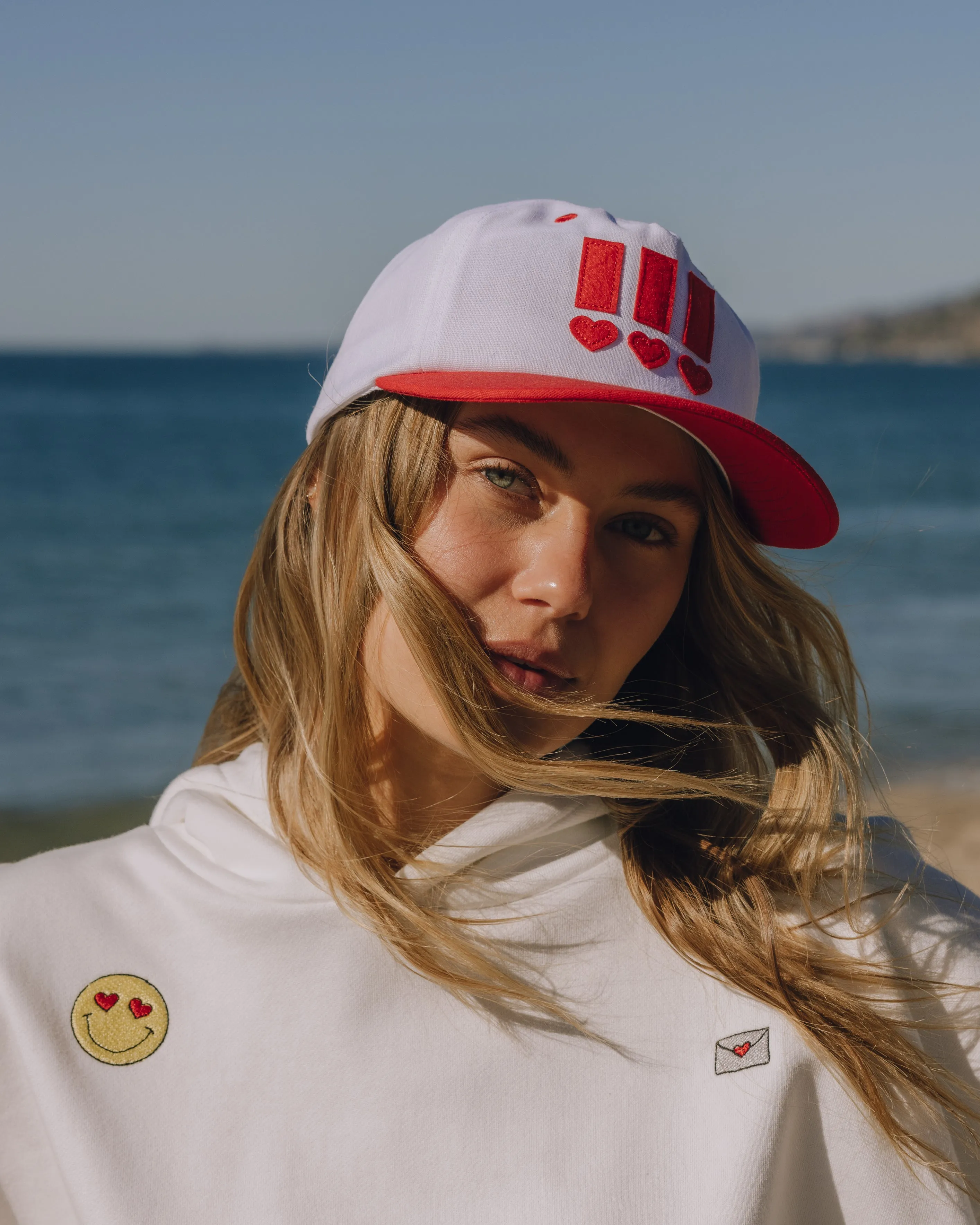 Heart !!! Trucker Hat - White + Red sold by Daily Drills