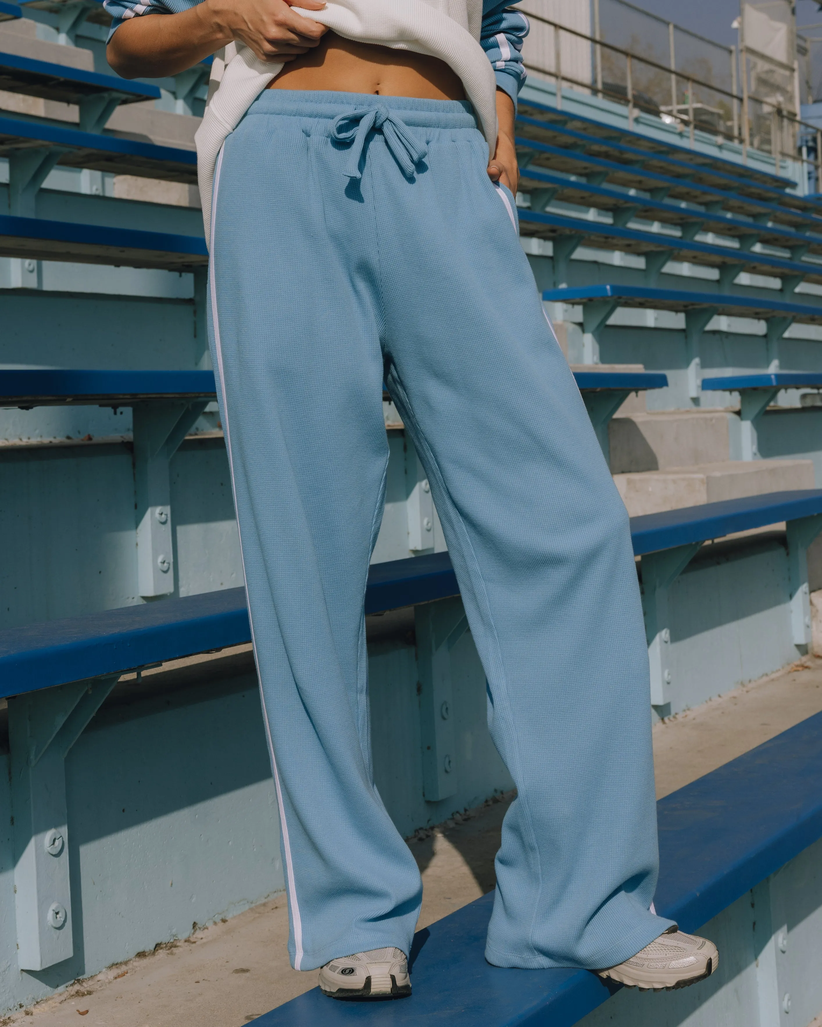 Thermal Resort Pants with Stripes - Malibu + White sold by Daily Drills
