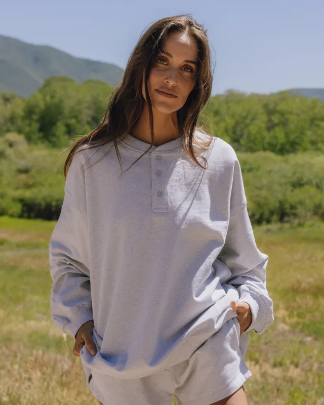 Oversized Fleece Henley - Heather Grey made by Daily Drills