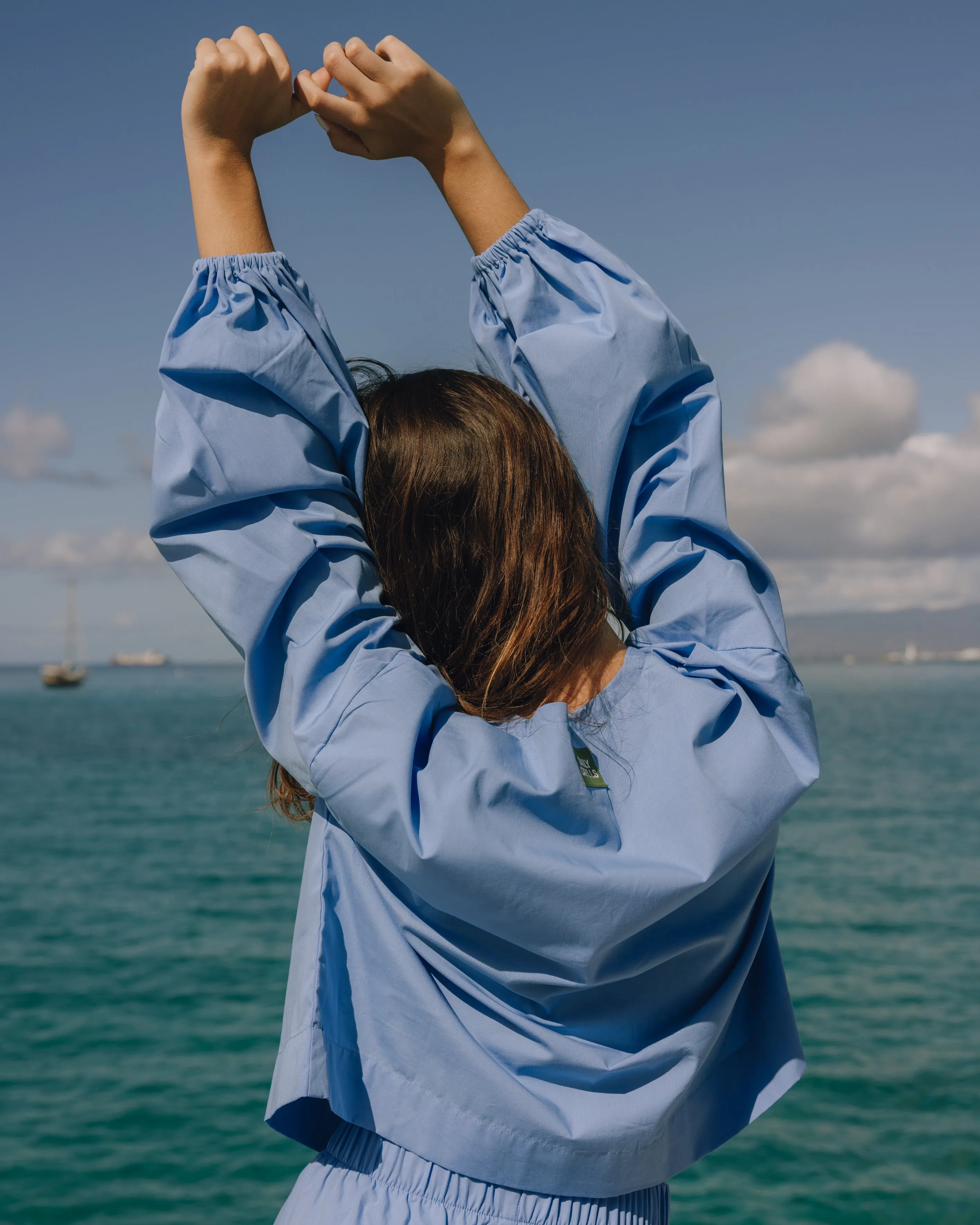 Poplin Tie Top - Blue sold by Daily Drills product image thumbnail 4