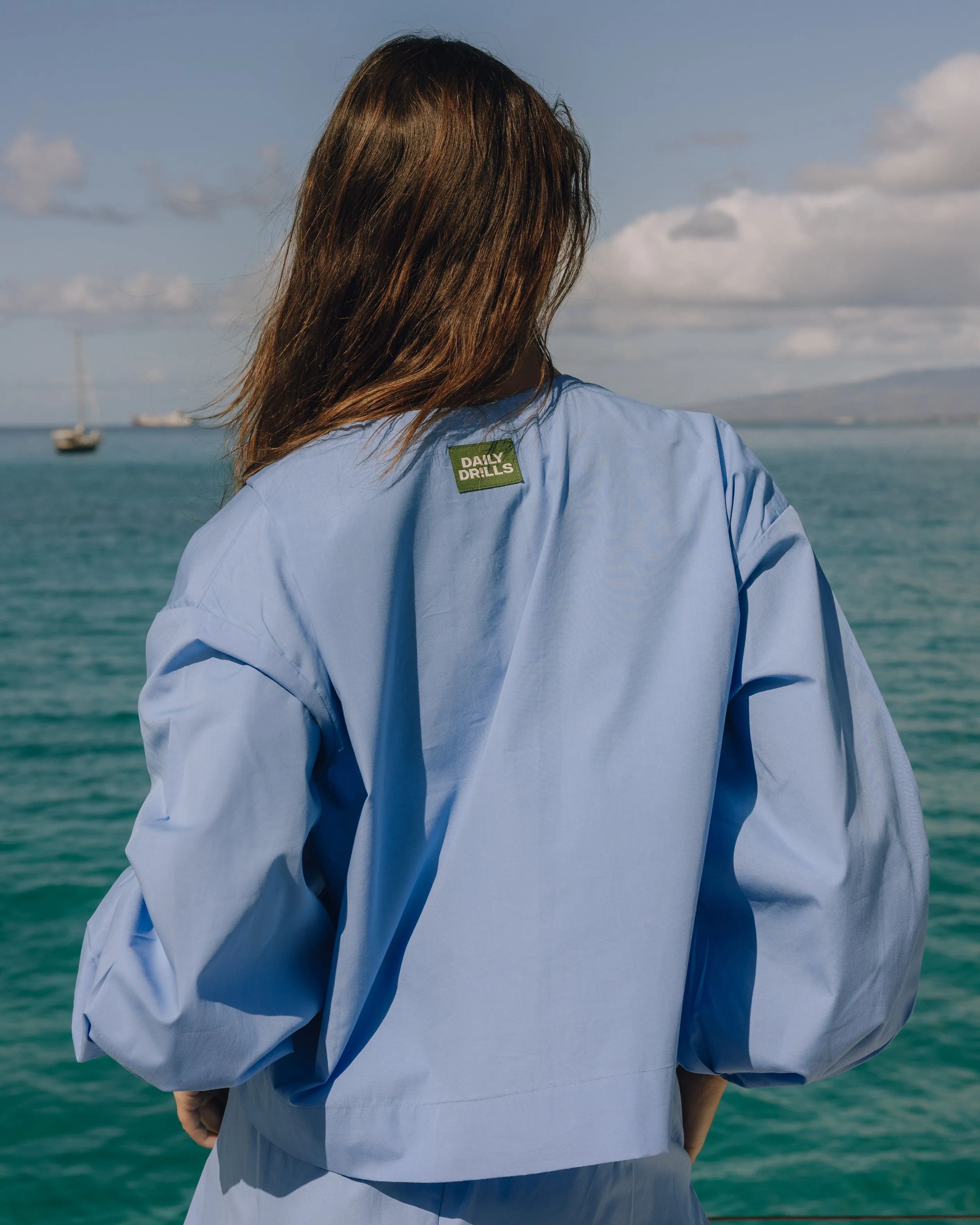 Poplin Tie Top - Blue sold by Daily Drills product image thumbnail 2