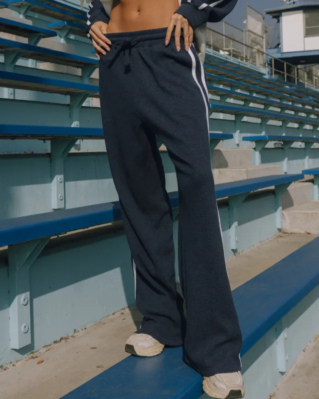 Thermal Resort Pants with Stripes - Denim + White made by Daily Drills