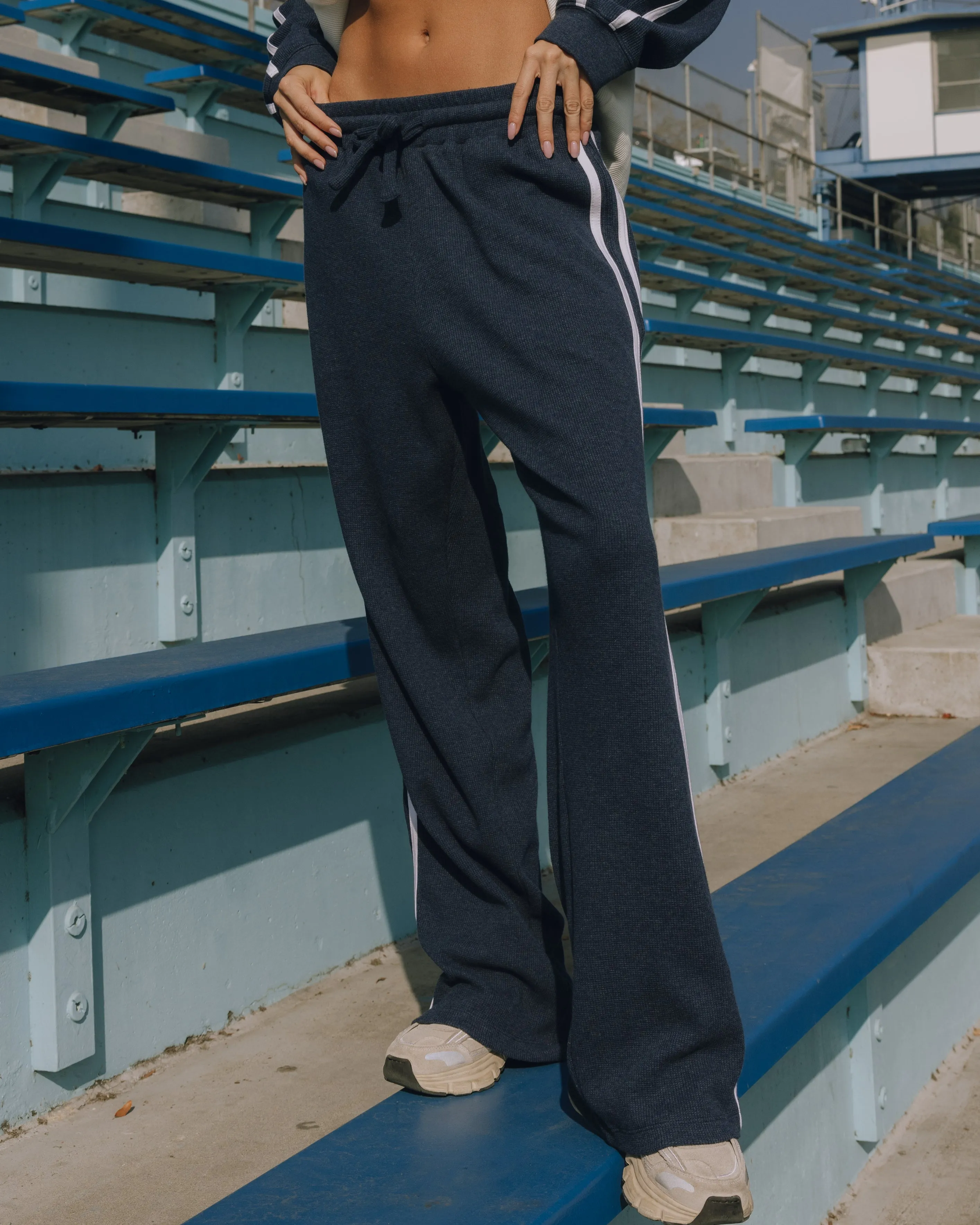 Thermal Resort Pants with Stripes - Denim + White sold by Daily Drills