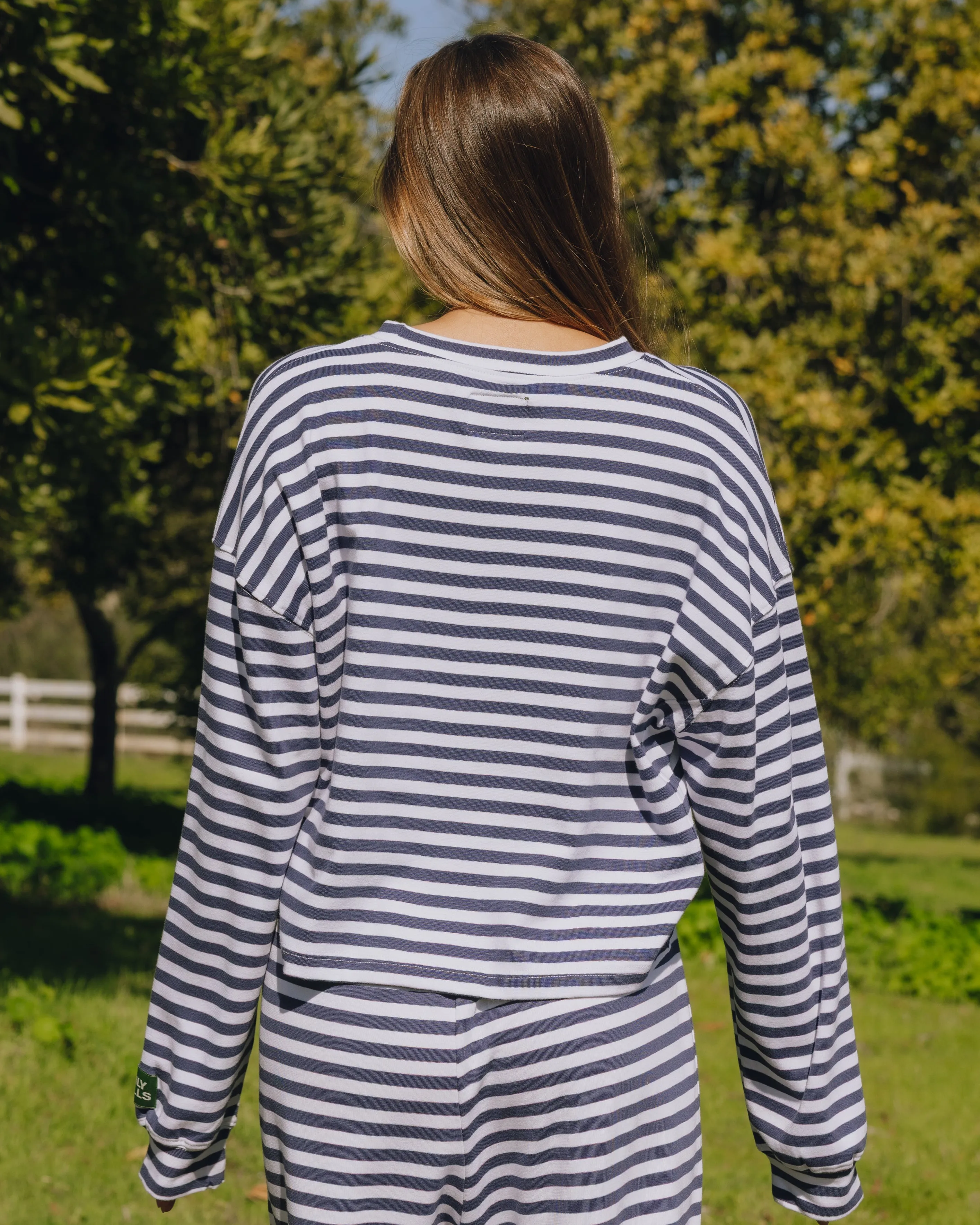 Striped Cotton Long Sleeve - Navy + White Stripe sold by Daily Drills product image thumbnail 2