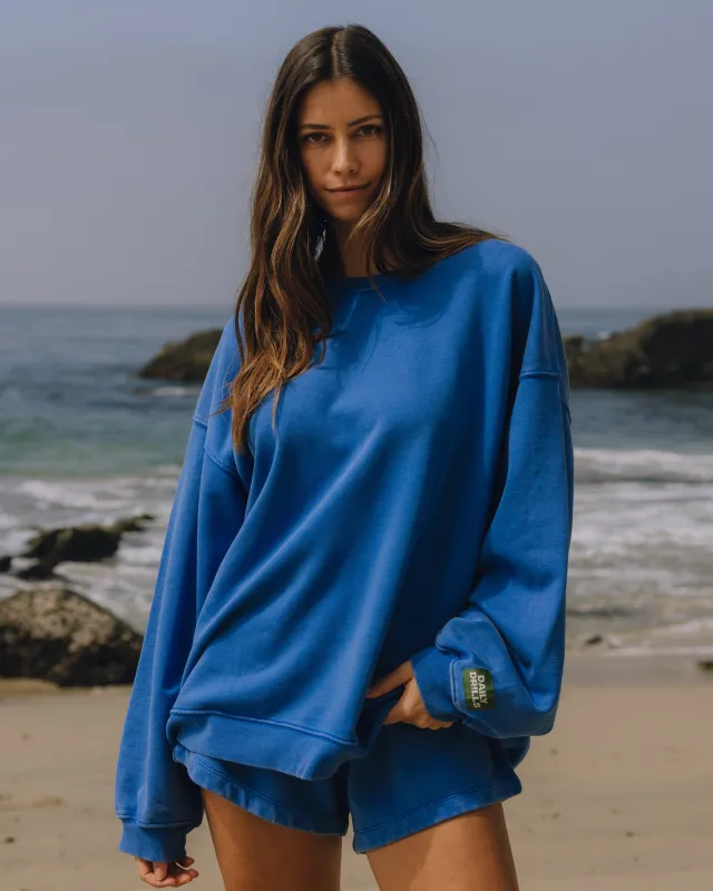 Unisex Oversized Crew - Sunbleached Cobalt sold by Daily Drills
