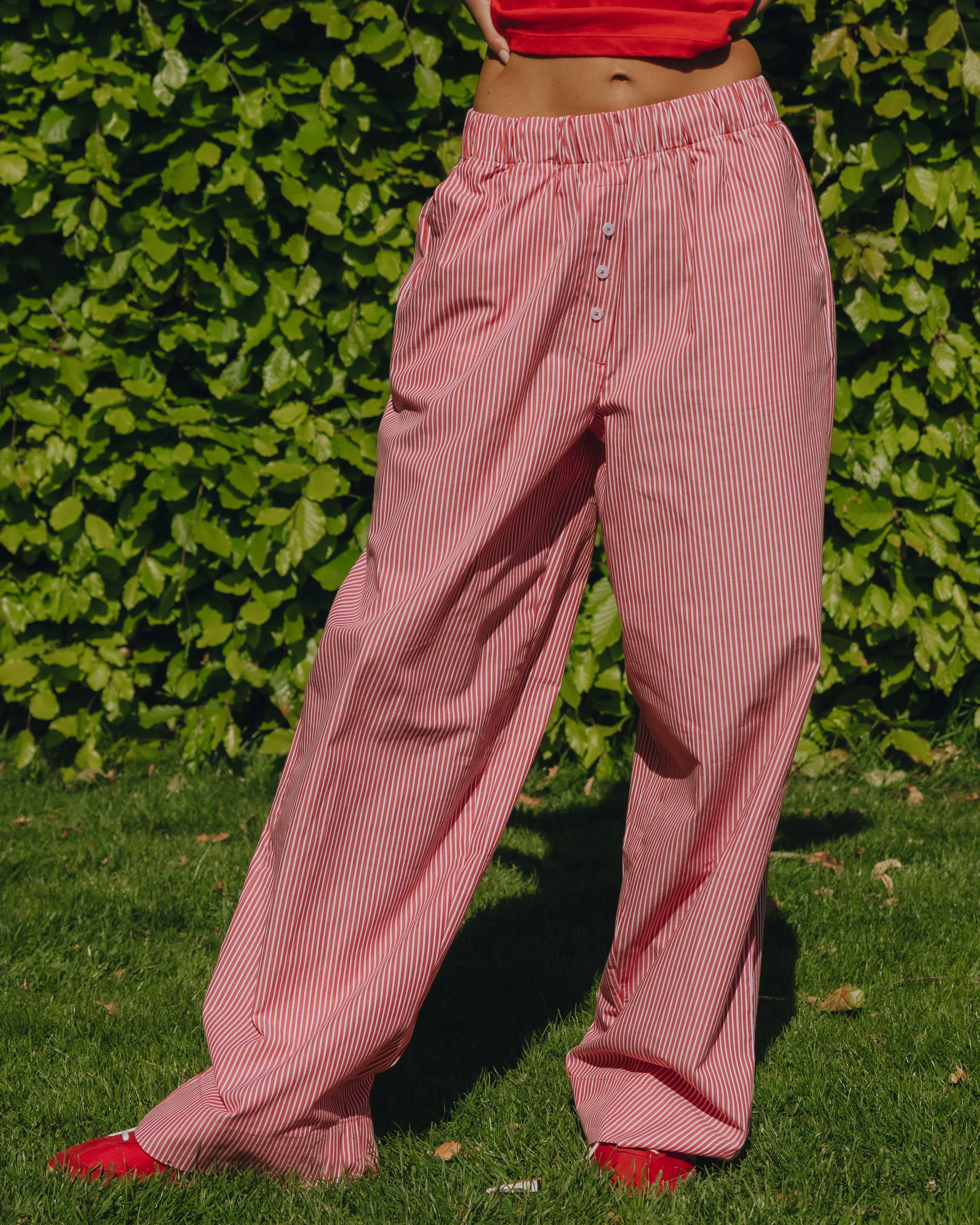 Poplin Resort Pants - Heart + White Stripe sold by Daily Drills
