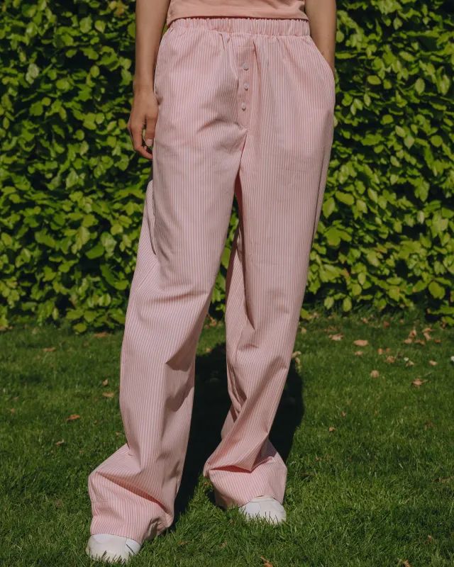 Poplin Resort Pants - Dusty Rose + White Stripe sold by Daily Drills