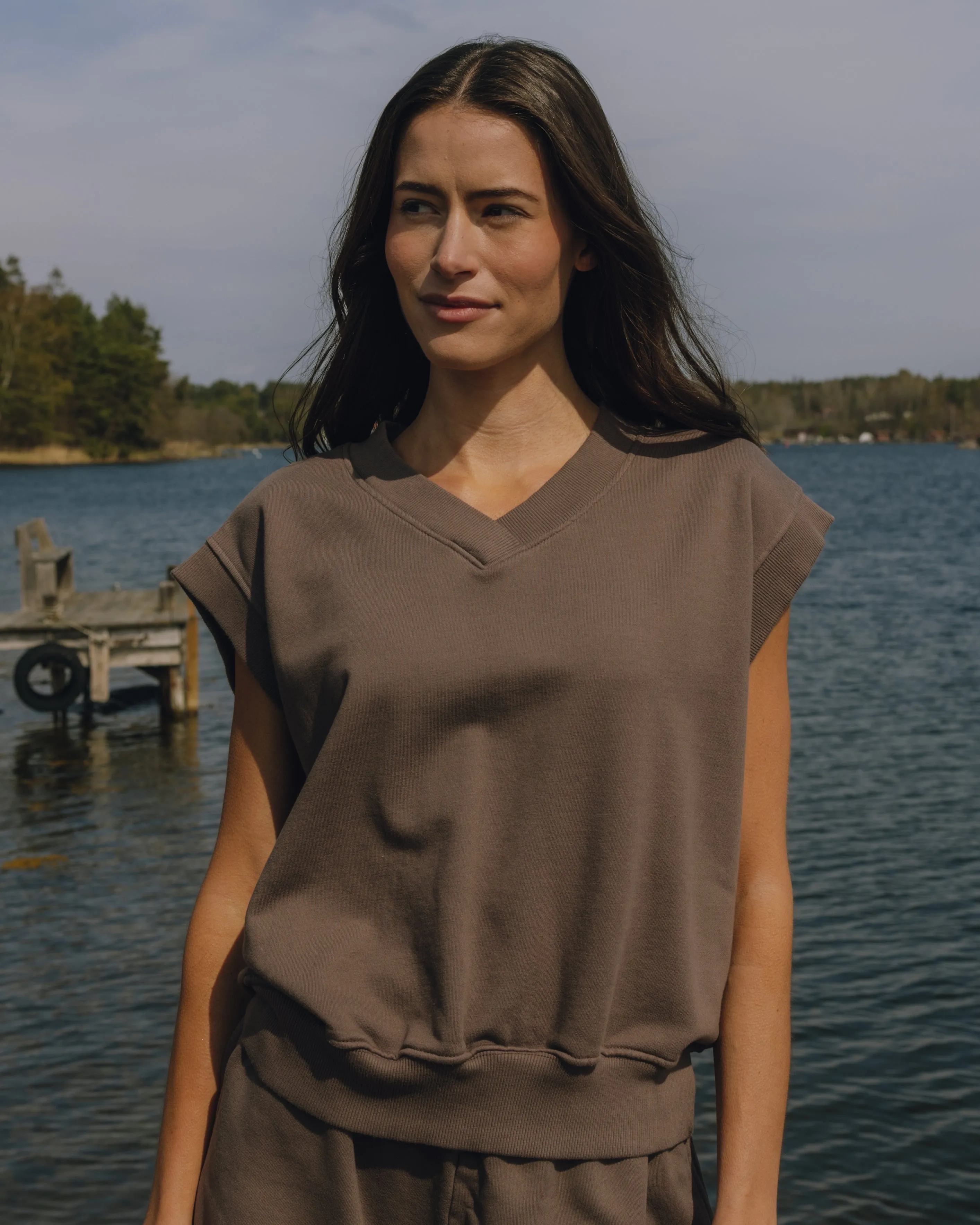 Short Sleeve V-Neck Crew - Mocha sold by Daily Drills