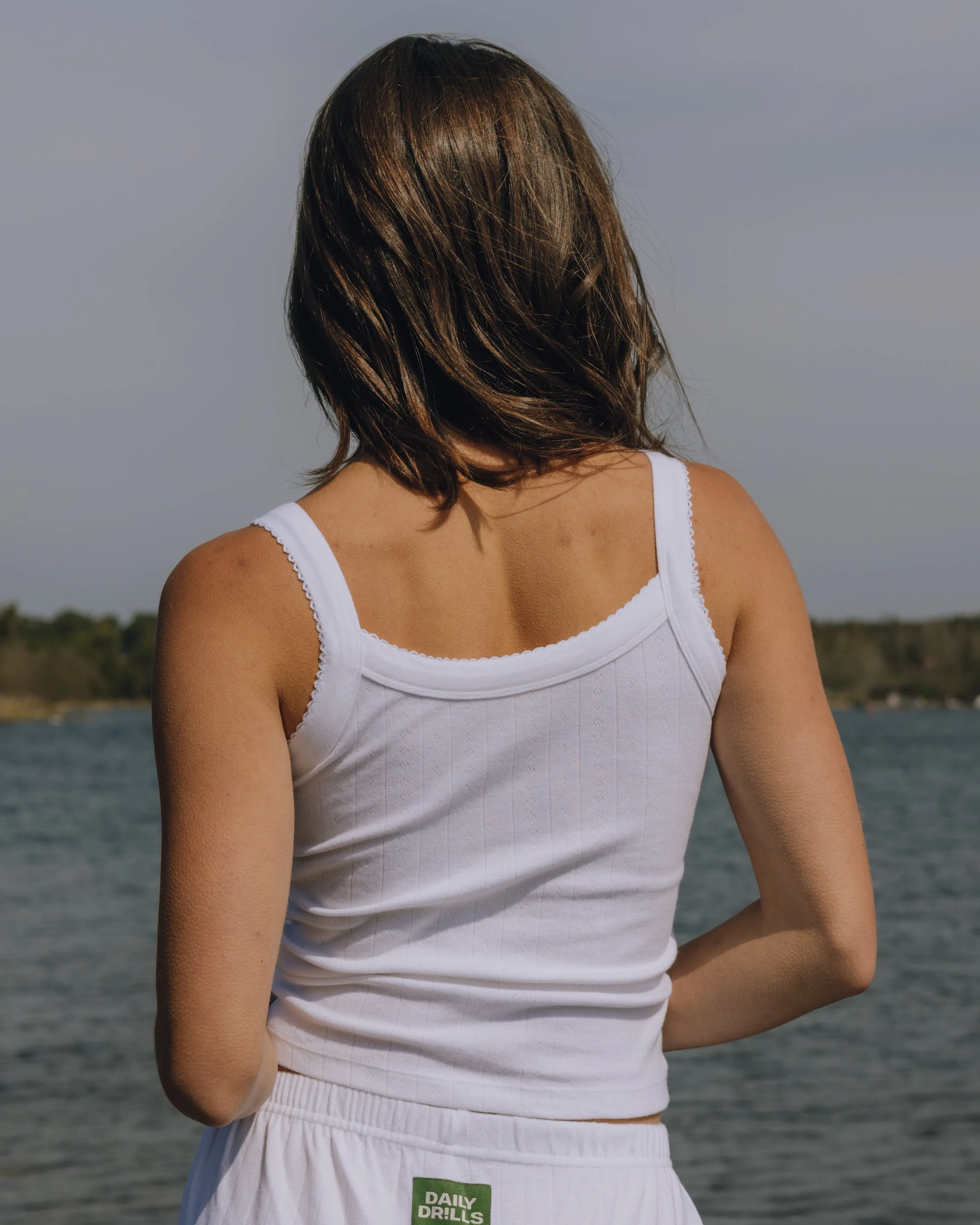 Pointelle Everyday Tank - White sold by Daily Drills product image thumbnail 2